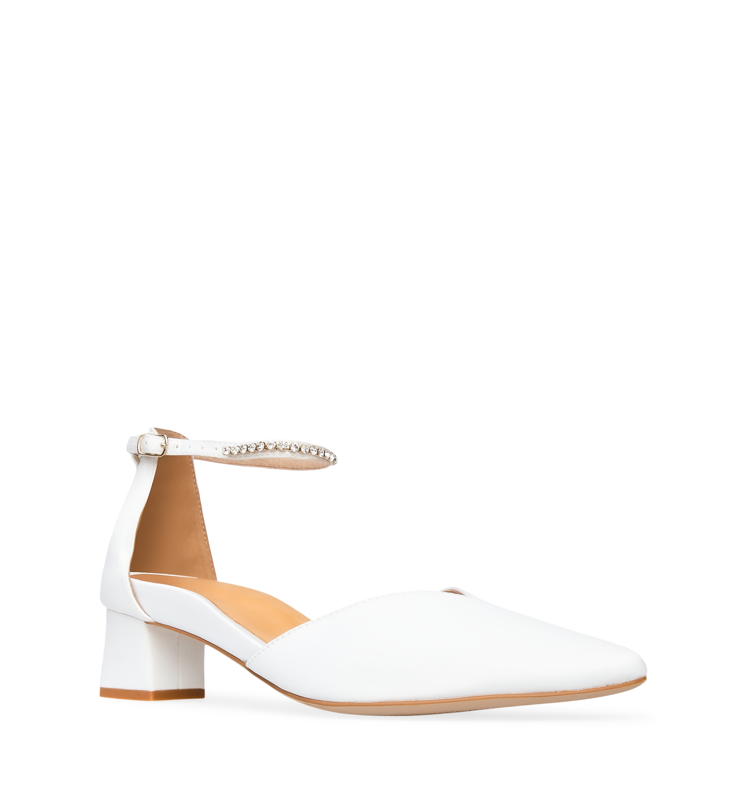 Quelea White Satin Low Heels