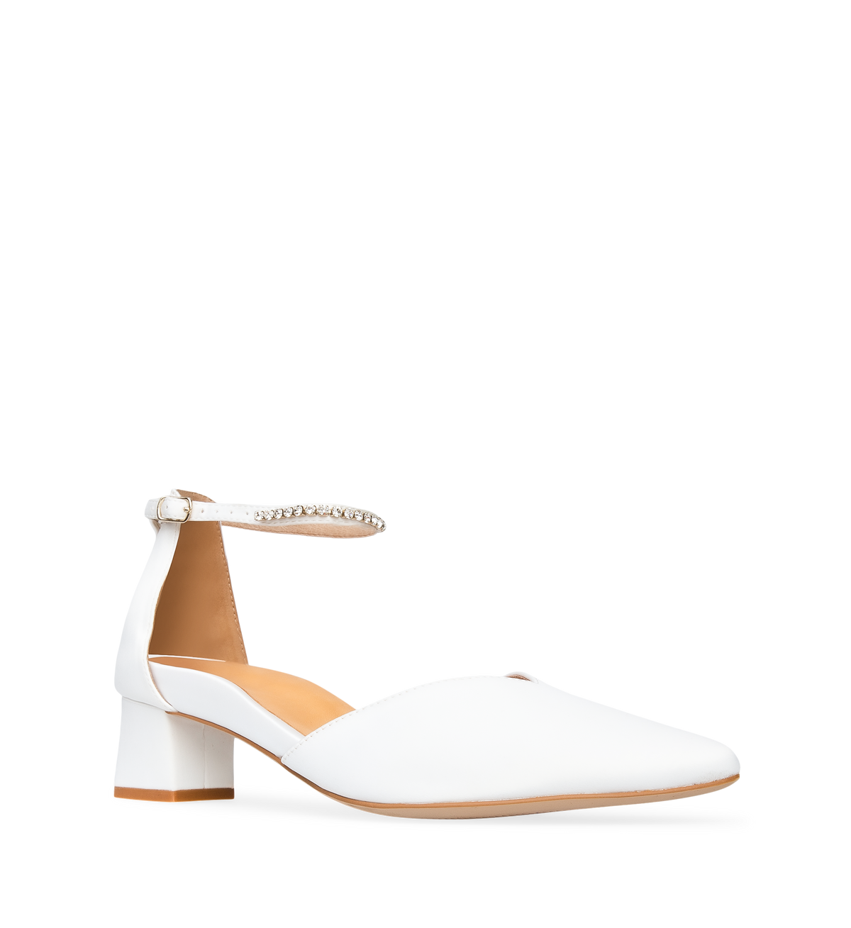 Quelea White Satin Low Heels