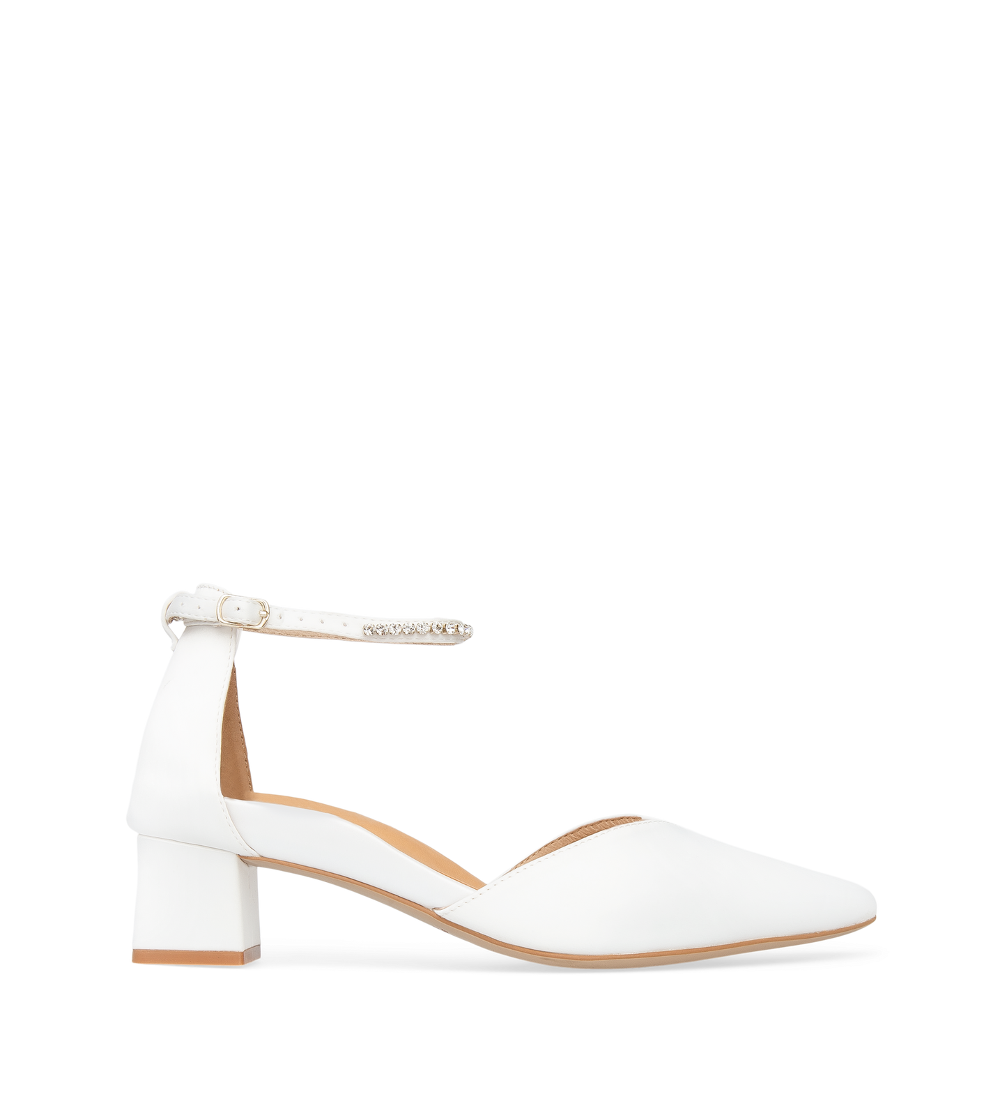 Quelea White Satin Low Heels
