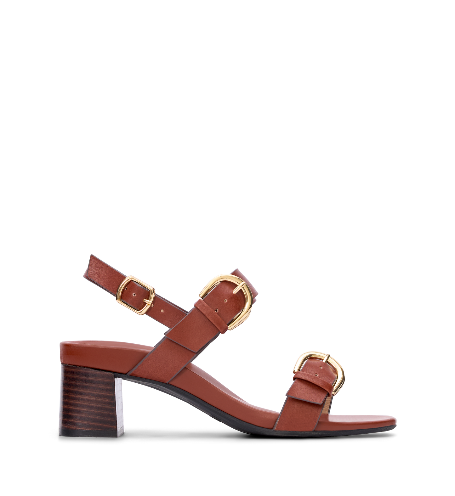 Radjah Chestnut Brown Leather Low Heels