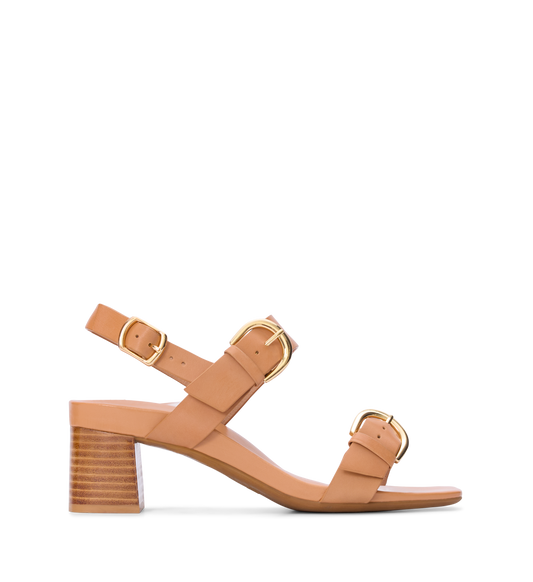 Radjah Clay Tan Leather Low Heels