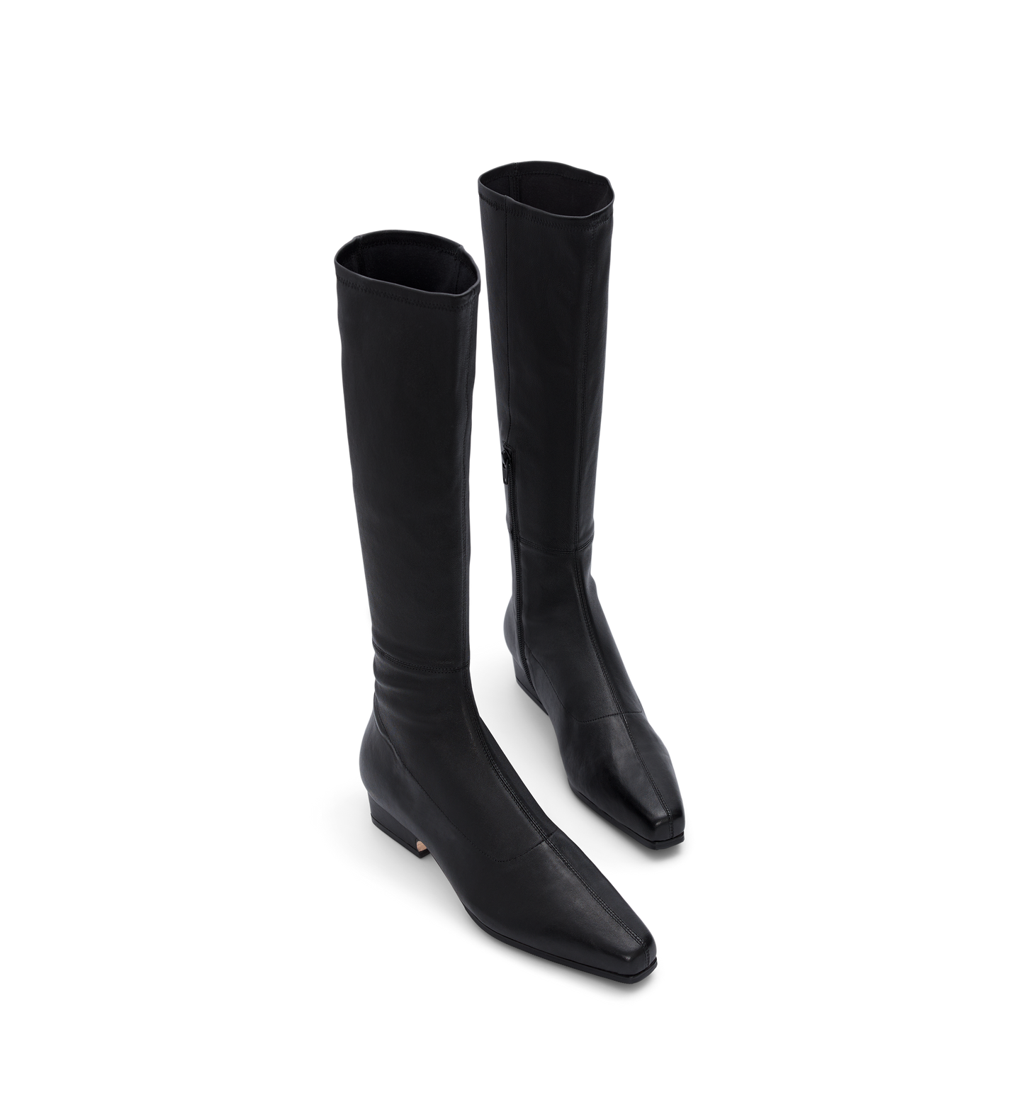 pair of knee high sock boots in black leather