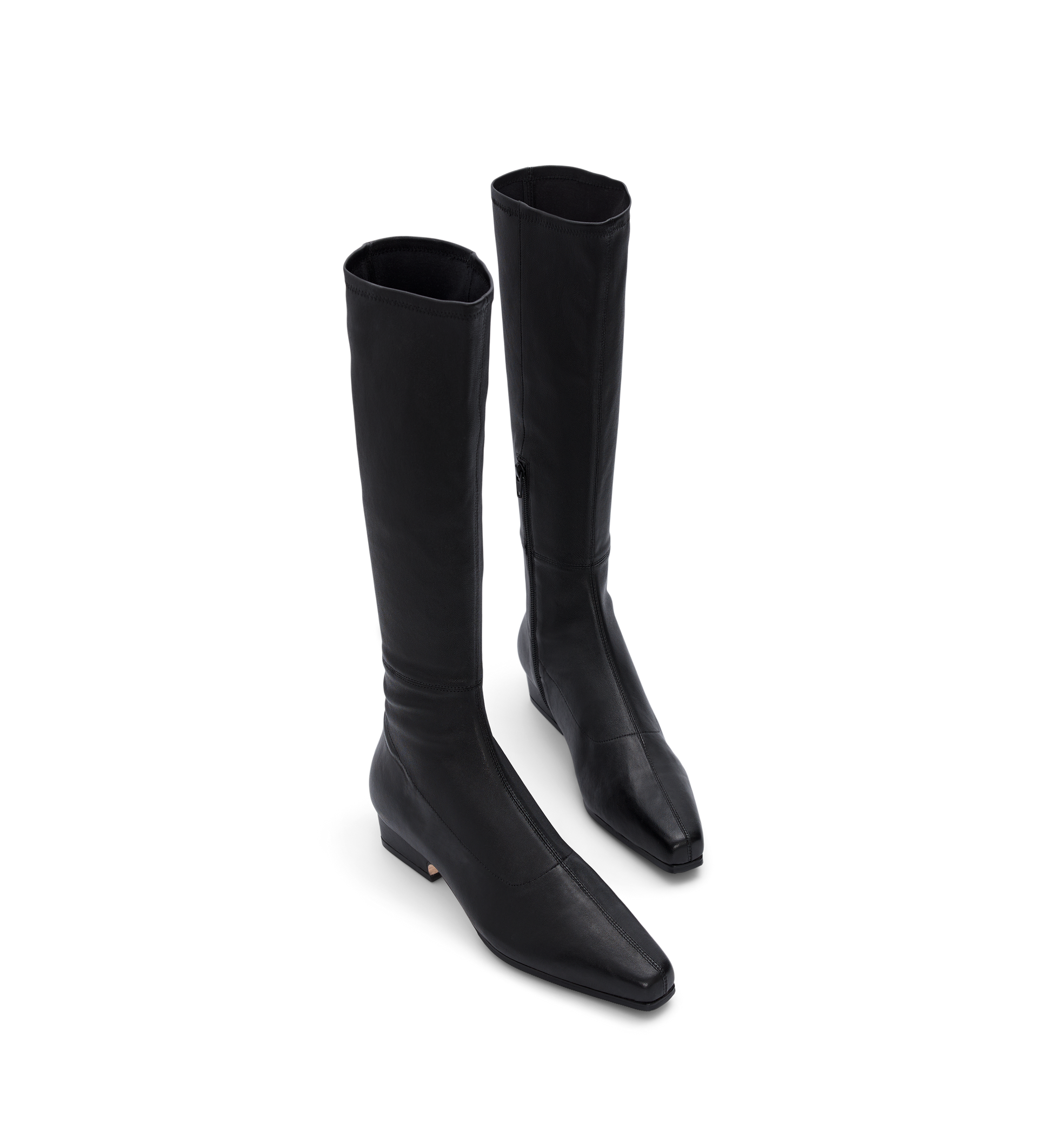 pair of knee high sock boots in black leather