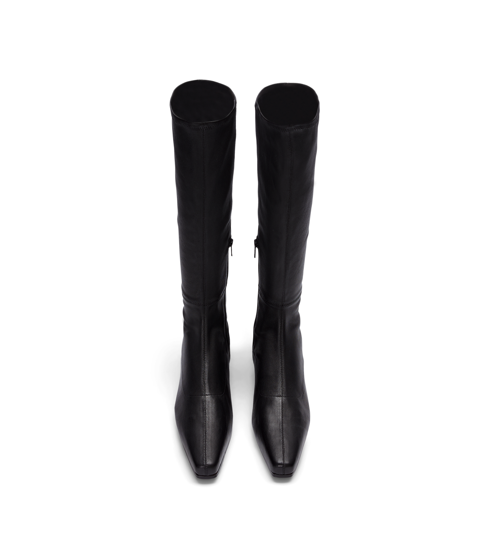 womens black knee high boots with a square toe
