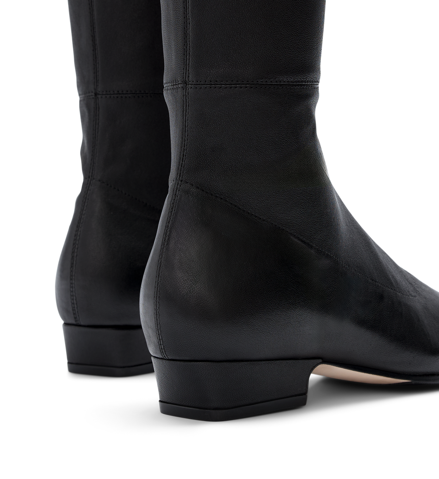 womens black knee high boots with a low heel