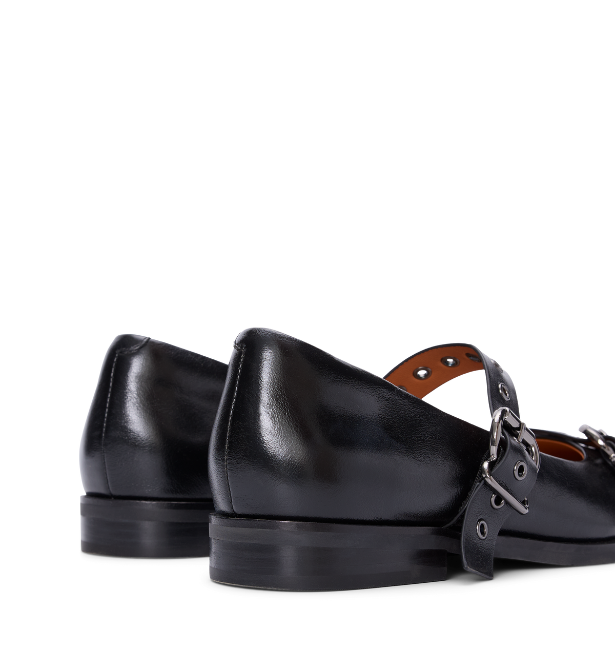 Rissa Black Leather & Hardware Flats