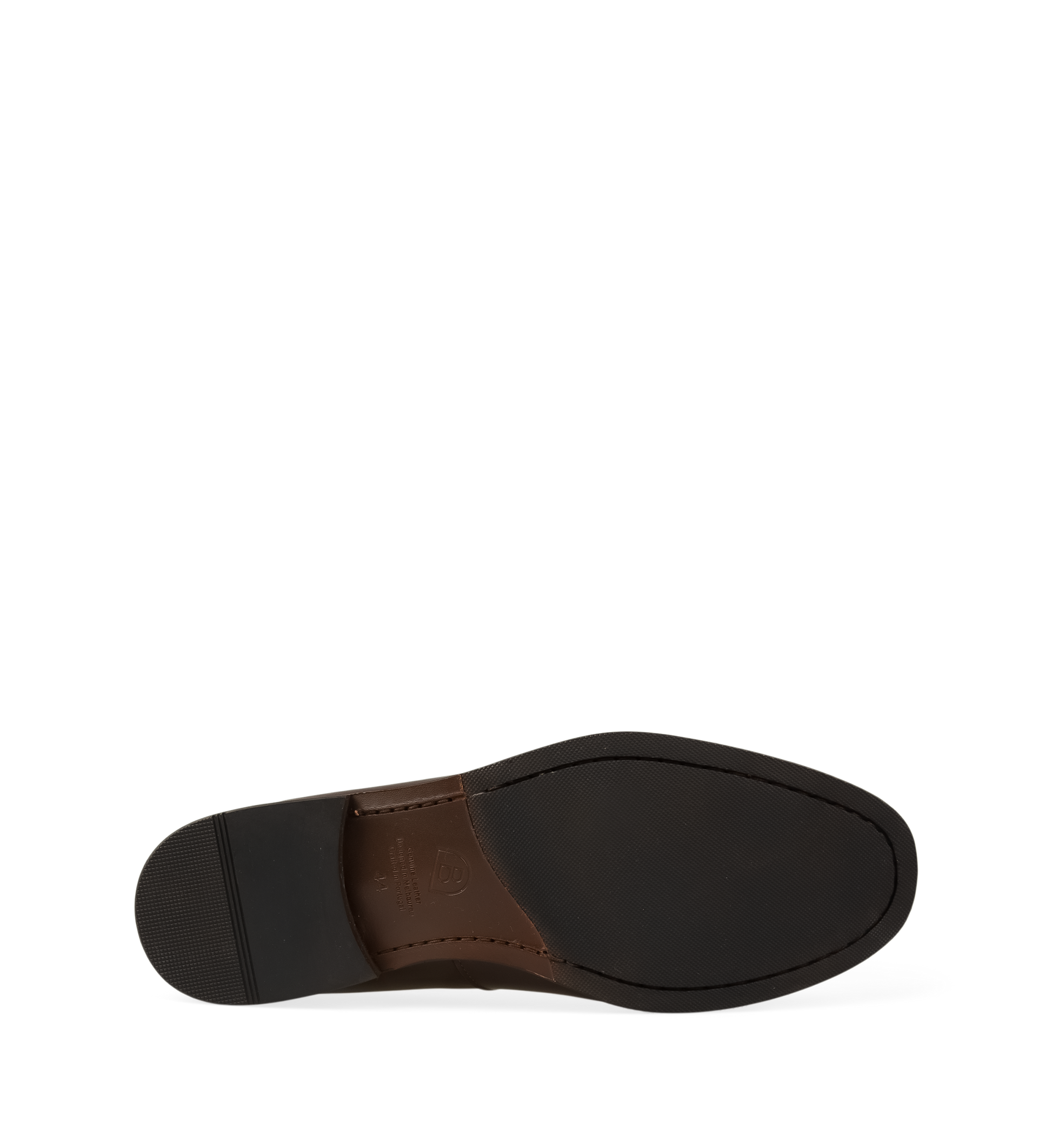 The sole of the bared footwear mens chocolate brown leather loafers