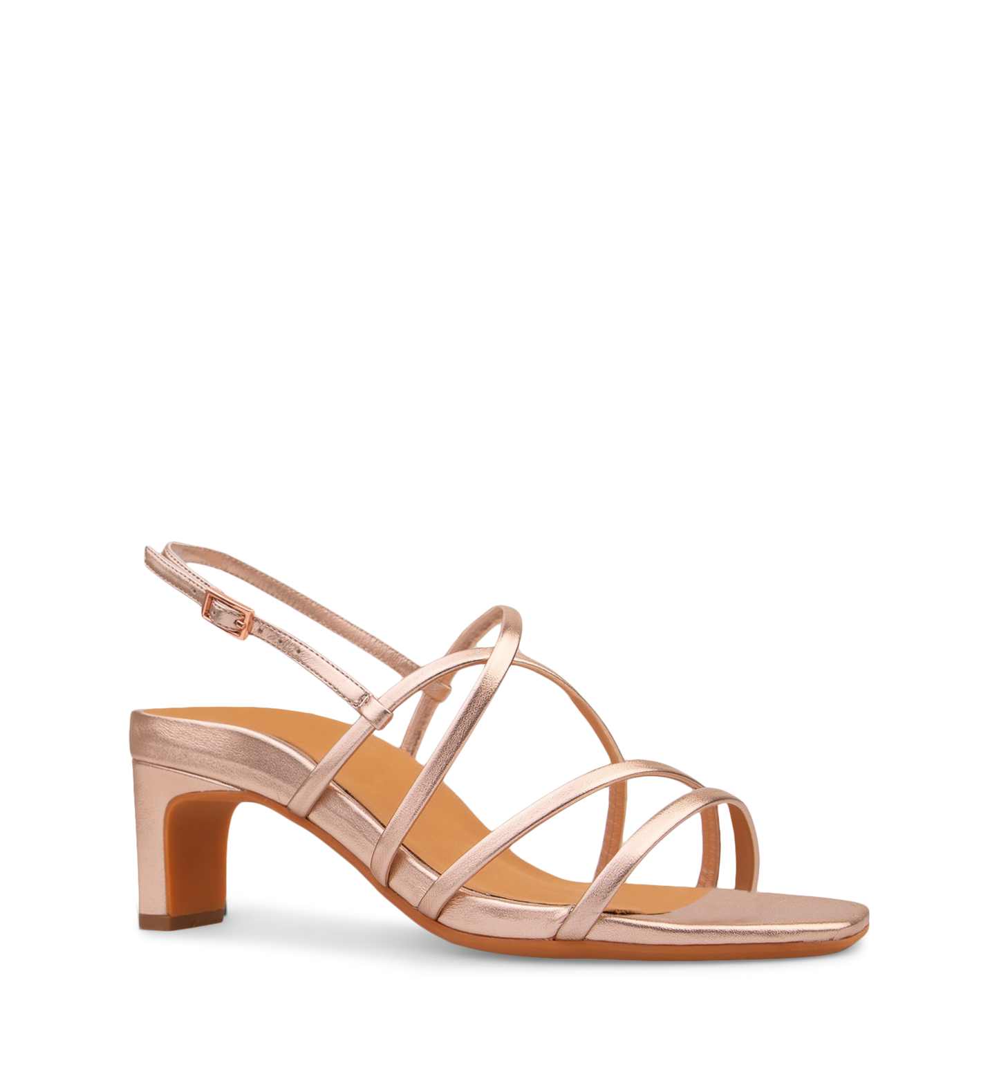 Sapayoa Rose Gold Metallic Leather Low Heels