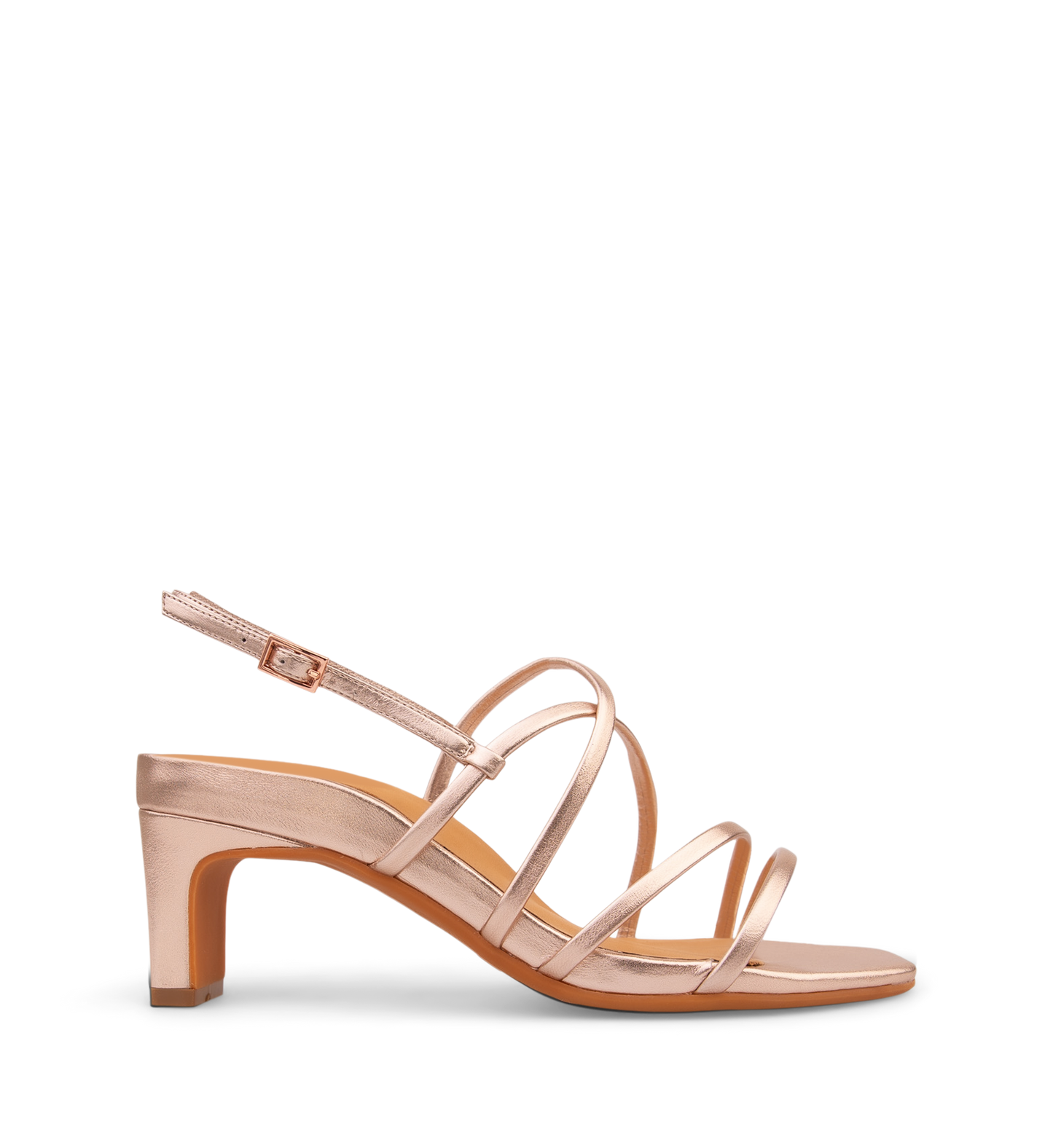 Sapayoa Rose Gold Metallic Leather Low Heels