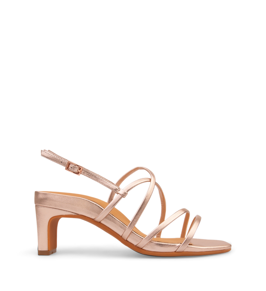 Sapayoa Rose Gold Metallic Leather Low Heels