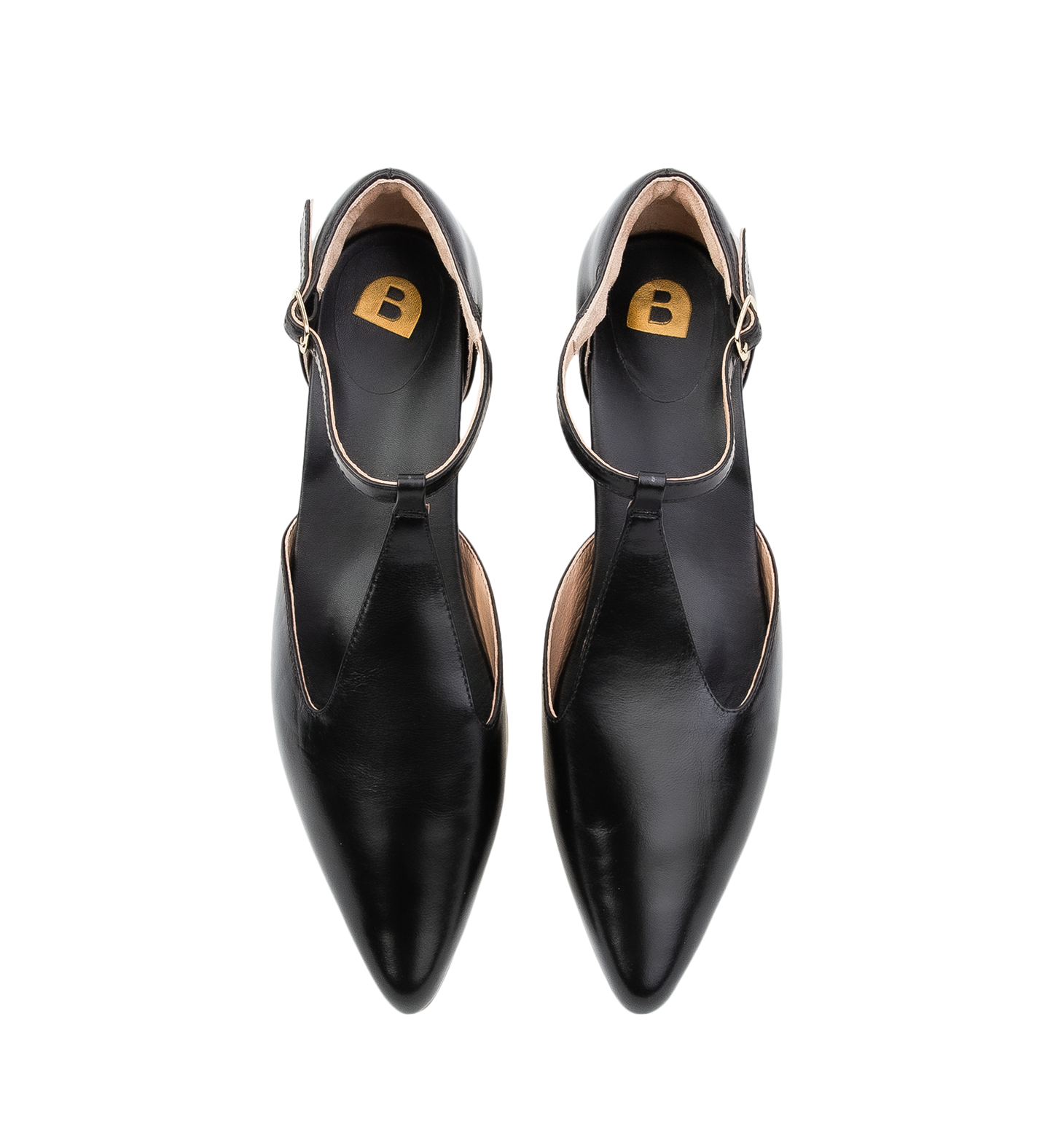 Shama Black Boxed Leather Flats