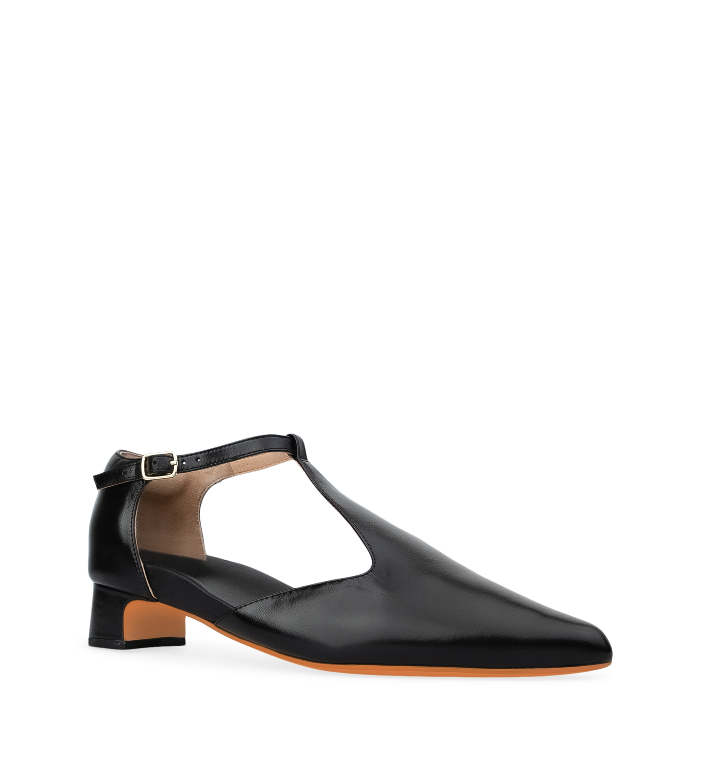 Shama Black Boxed Leather Flats