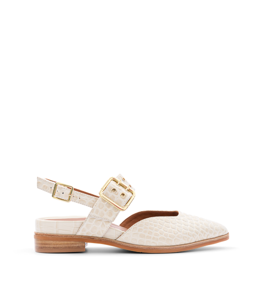 Sharpbill Chai Croc Emboss Leather Flats