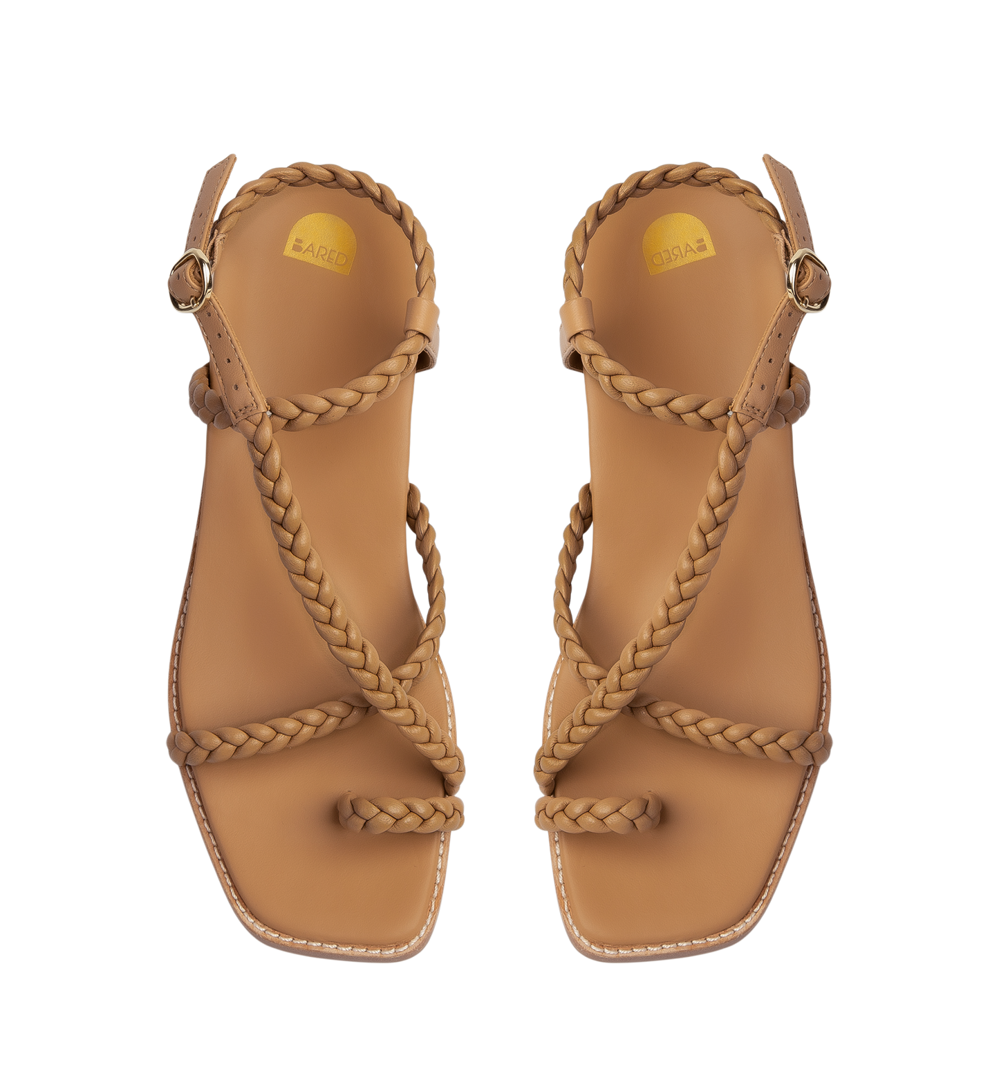Shelduck Tan Plait Leather Flat Sandals