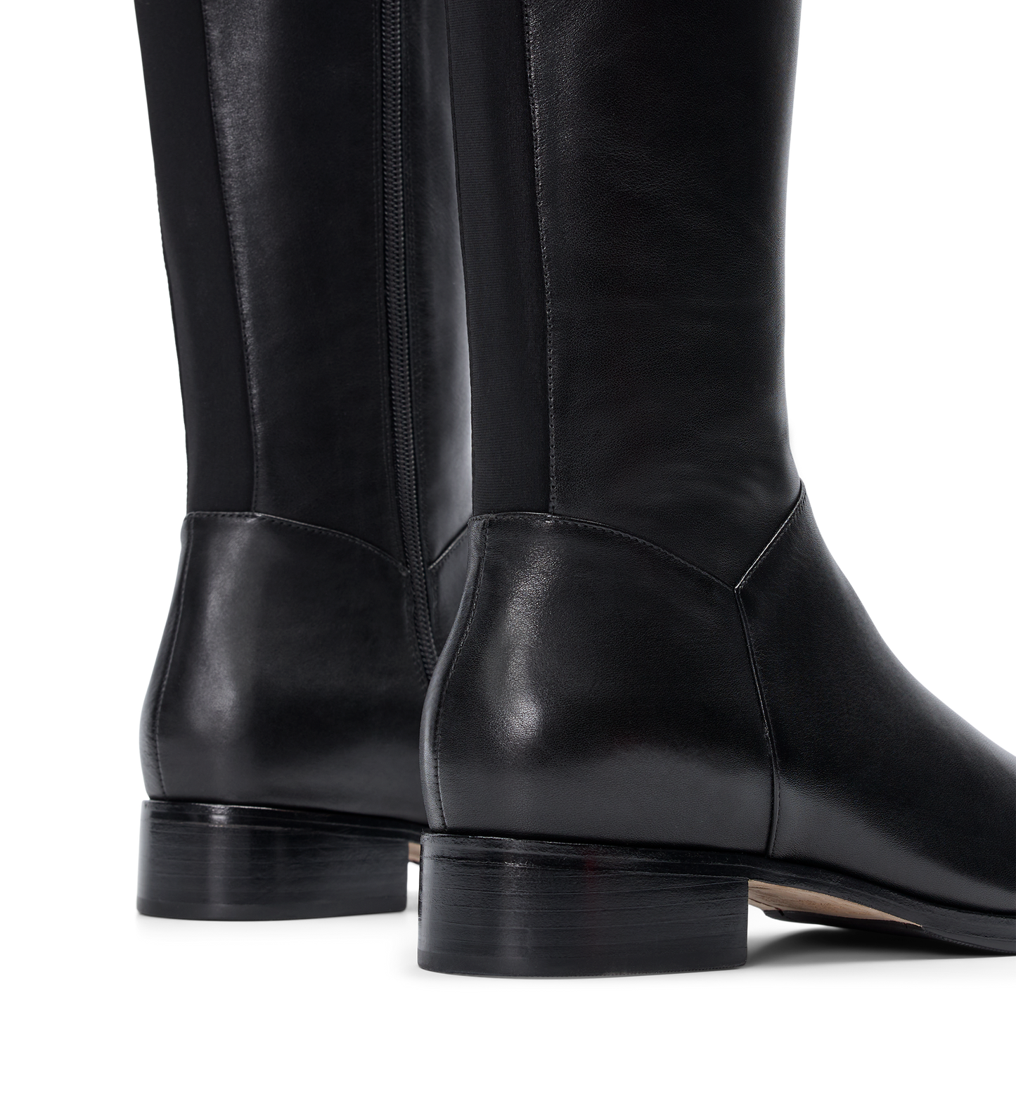 black knee high boots with neoprene back