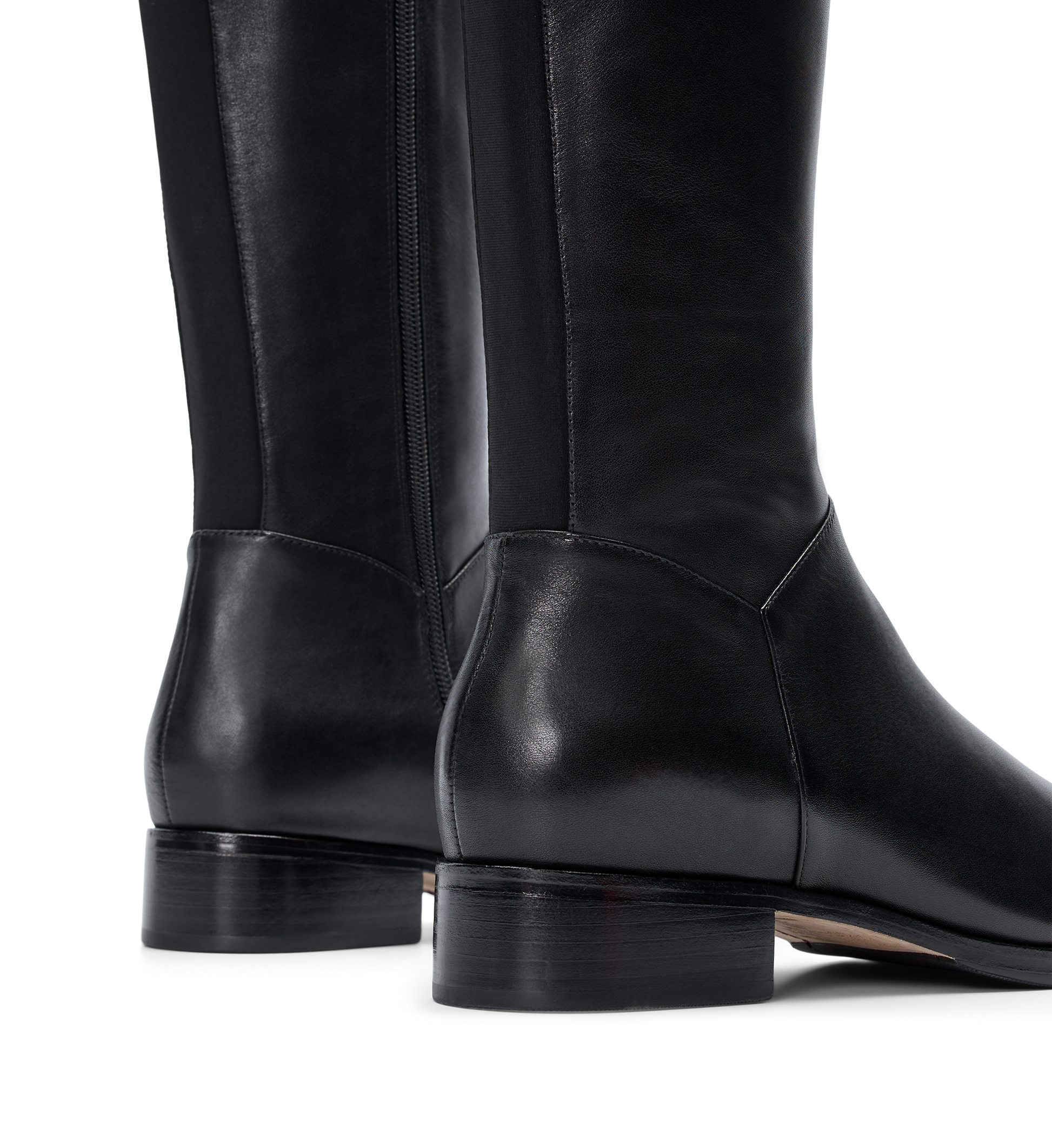 black knee high boots with neoprene back