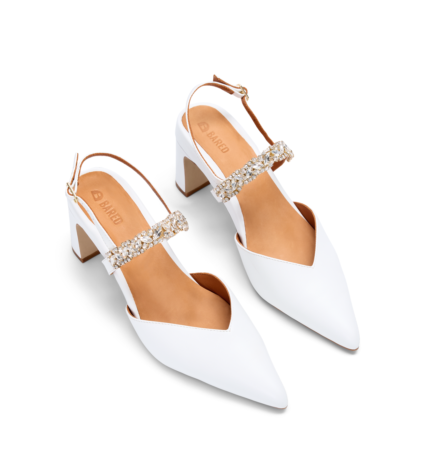 Snowfinch White Leather & Hardware Low Heels