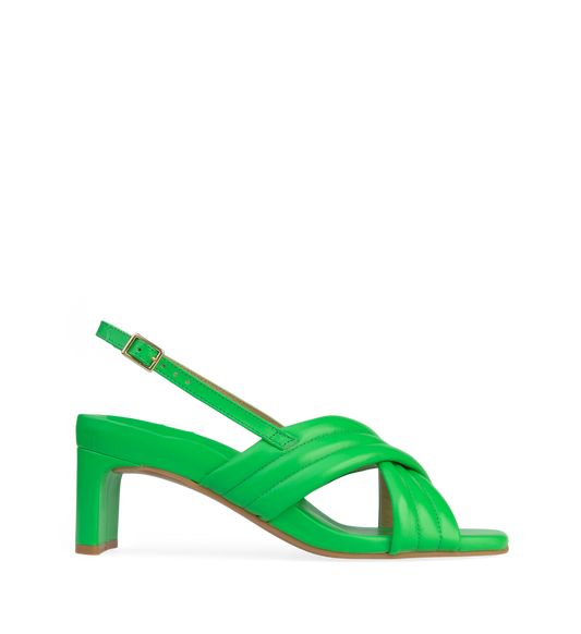 Starling Green Leather Low Heels