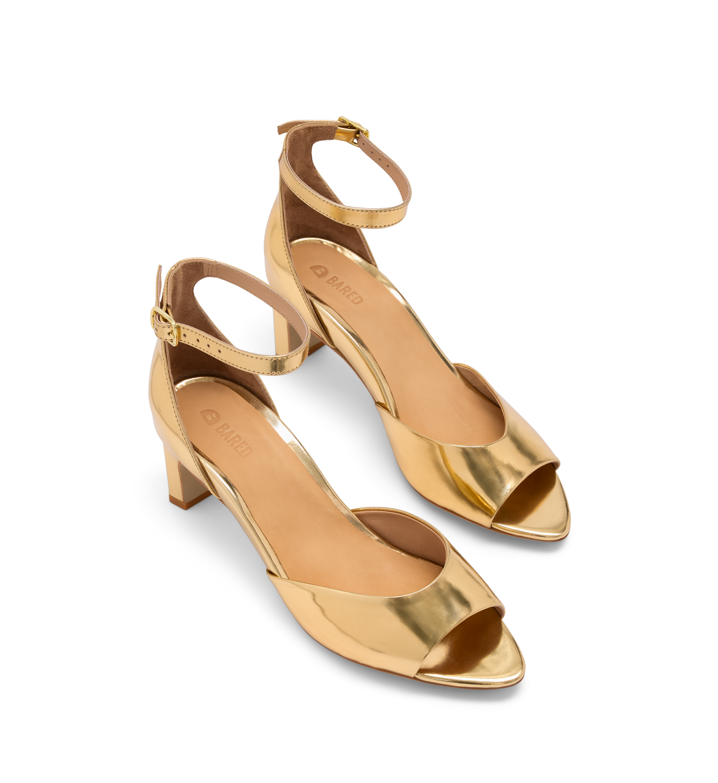 Sula Gold Patent Leather Low Heels