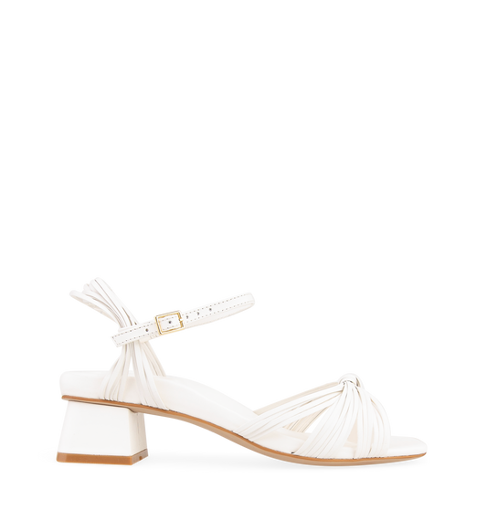 Sunangel White Leather Low Heels