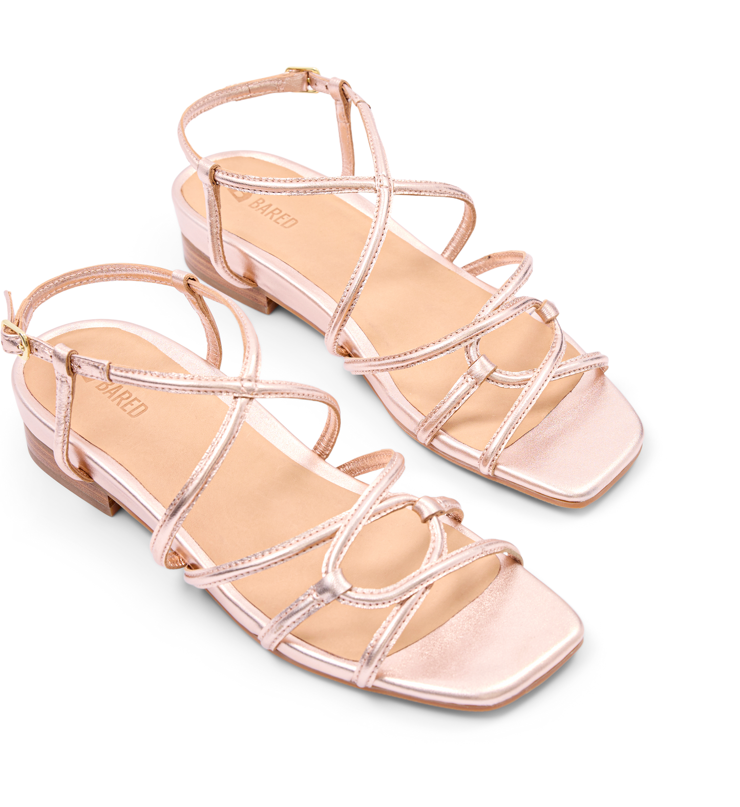 Sungrebe Rose Gold Leather Sandals