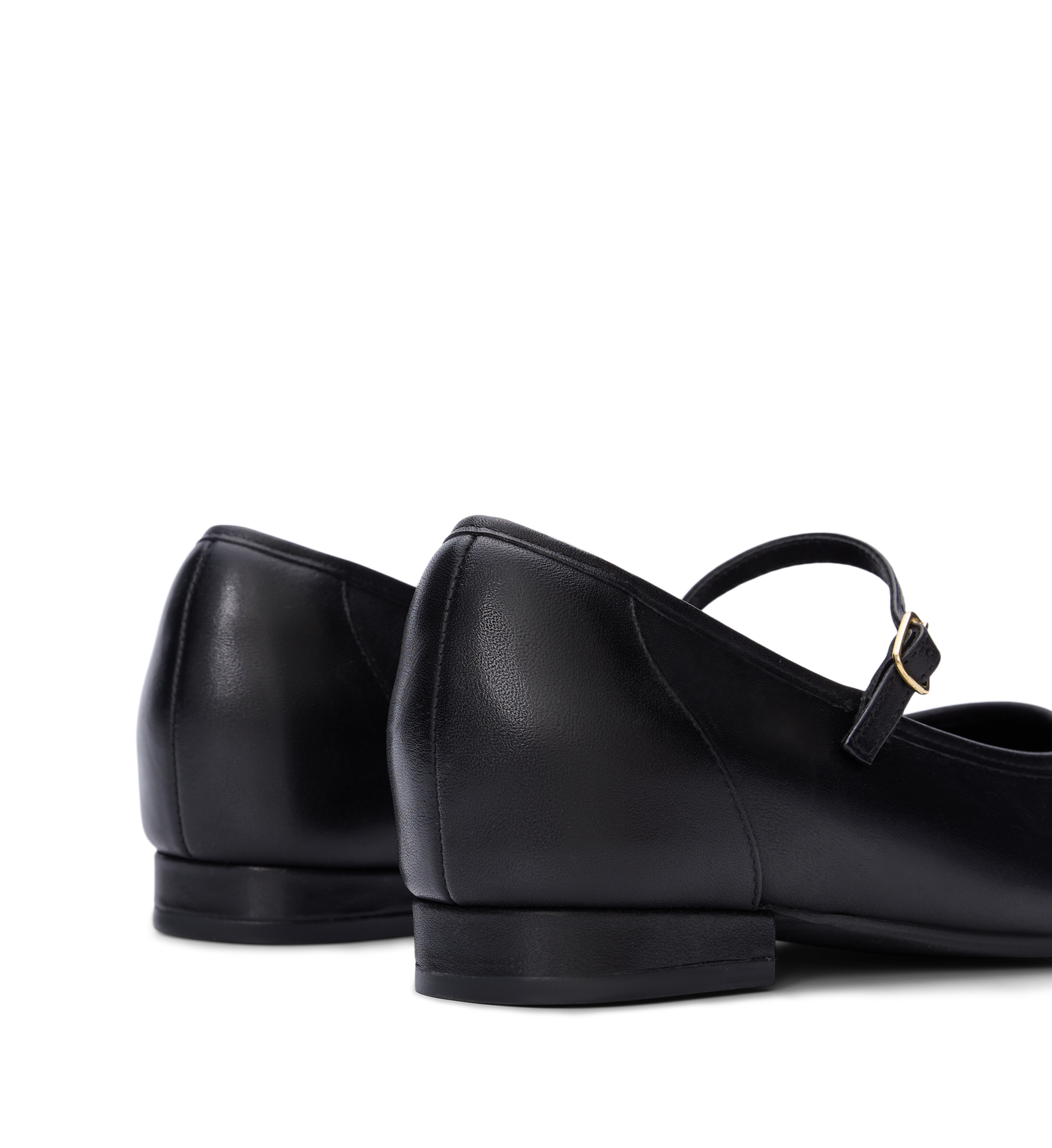 Back of Bared Footwear Black Leather Ballet Flats