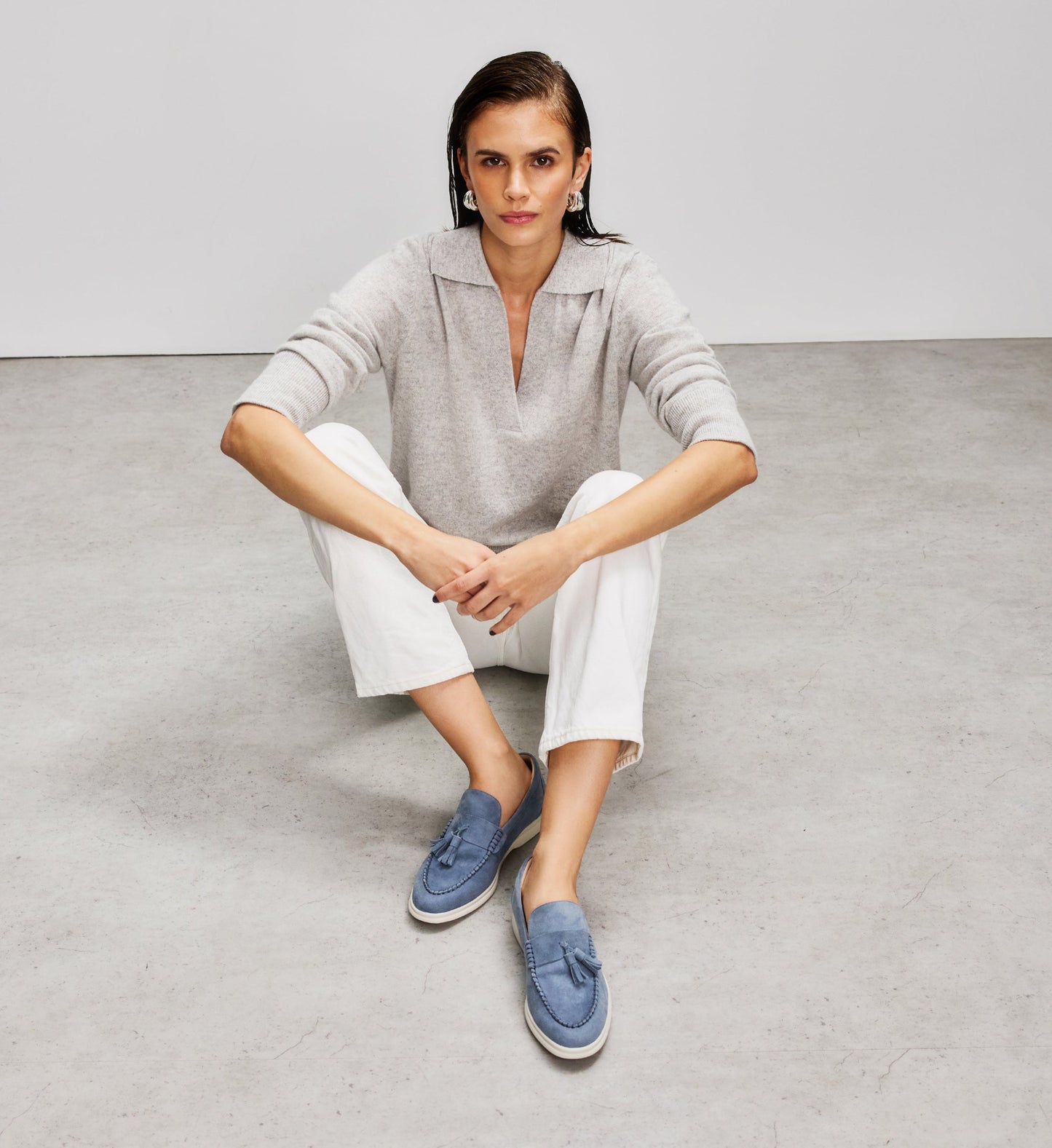 Takahe Stone Blue Suede Loafers