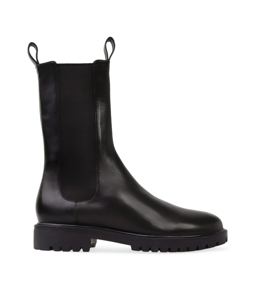 Tapaculo Black Leather Flat Boots