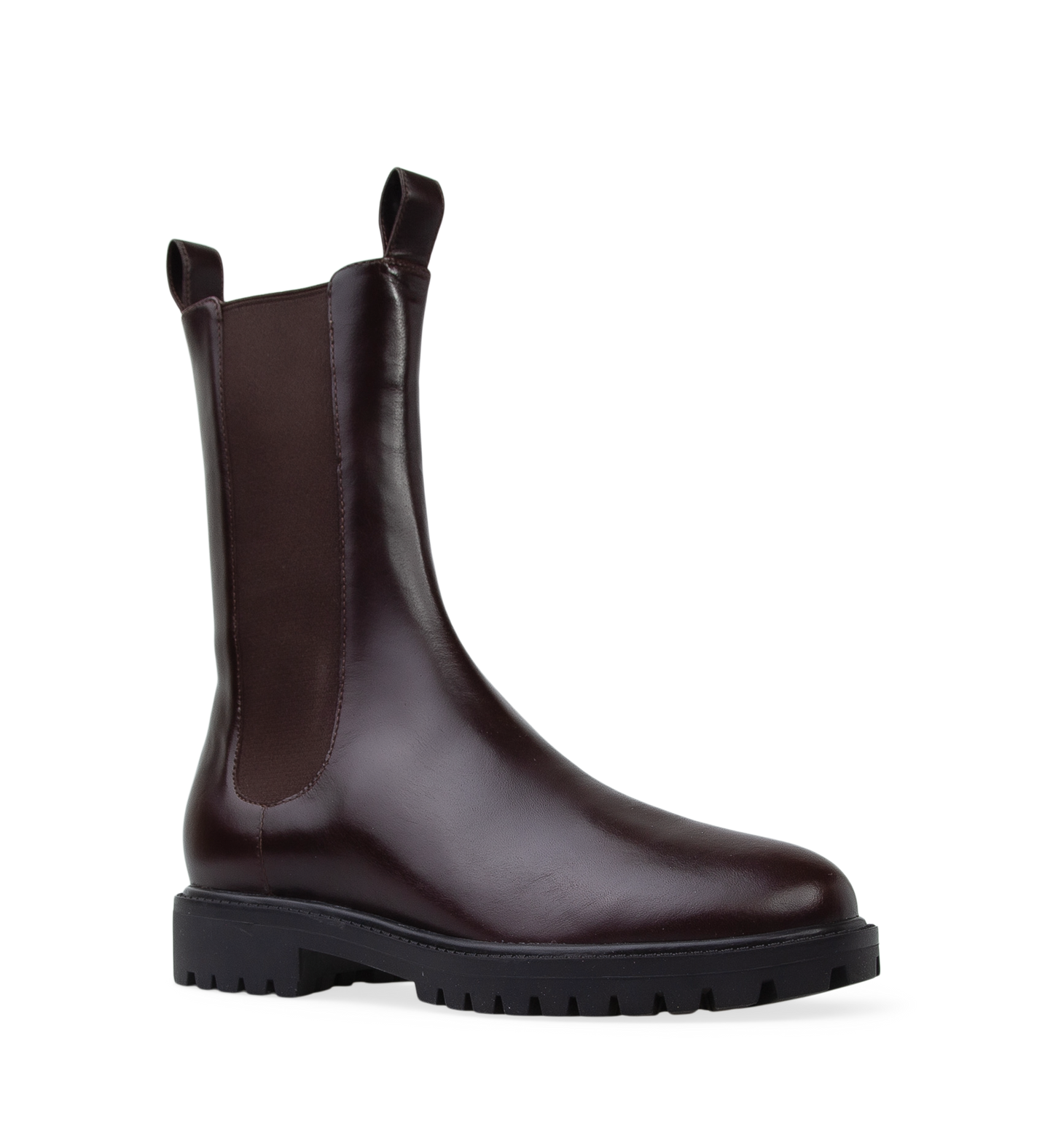Tapaculo Dark Oak Leather Flat Boots