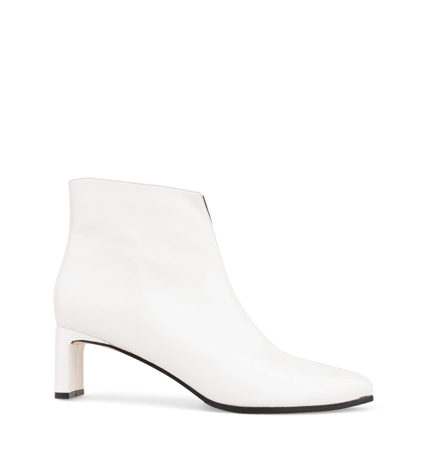 Tesia White Leather Ankle Boots