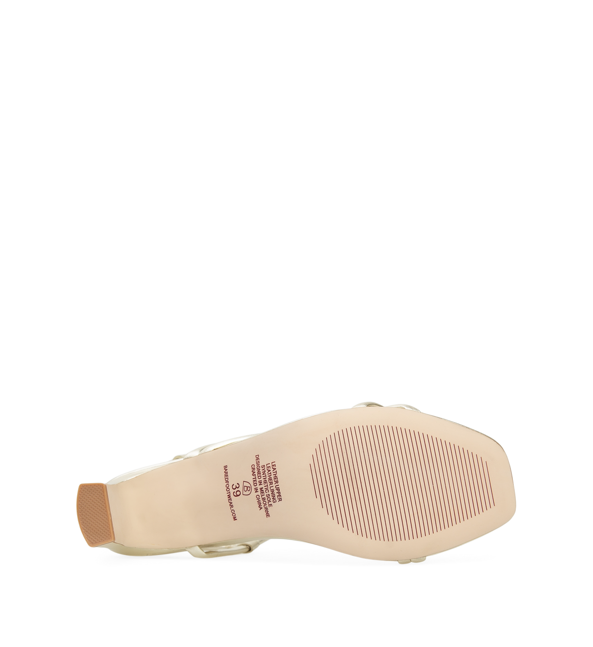 bared footwear towhee soft gold heels sole