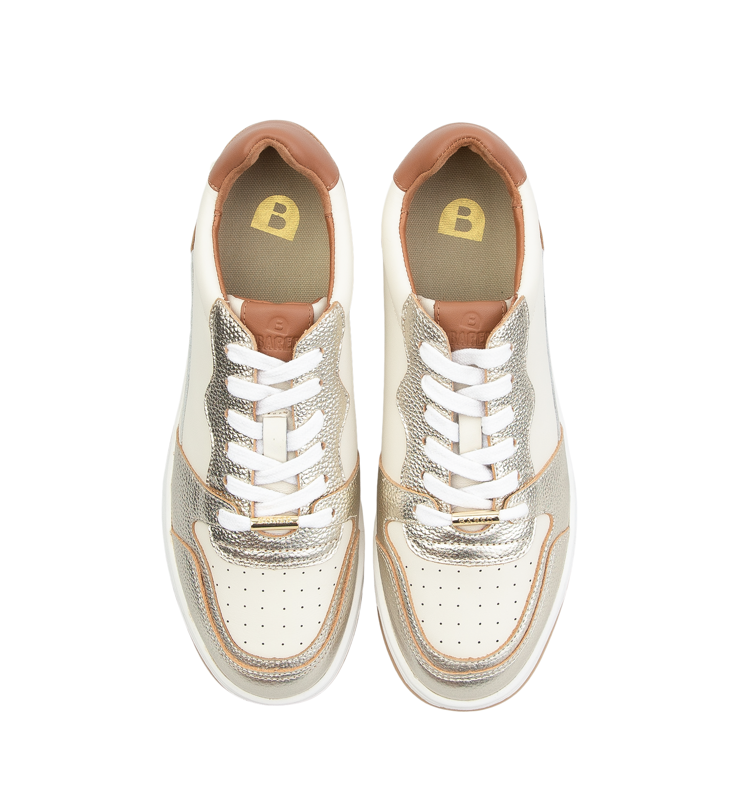 Tui Ecru & Gold Leather Sneakers
