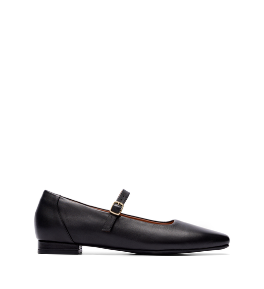 Turtur Black Leather Ballet Flats