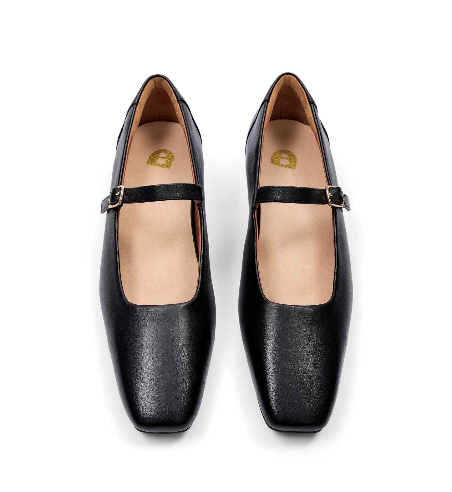 Turtur Black Leather Ballet Flats