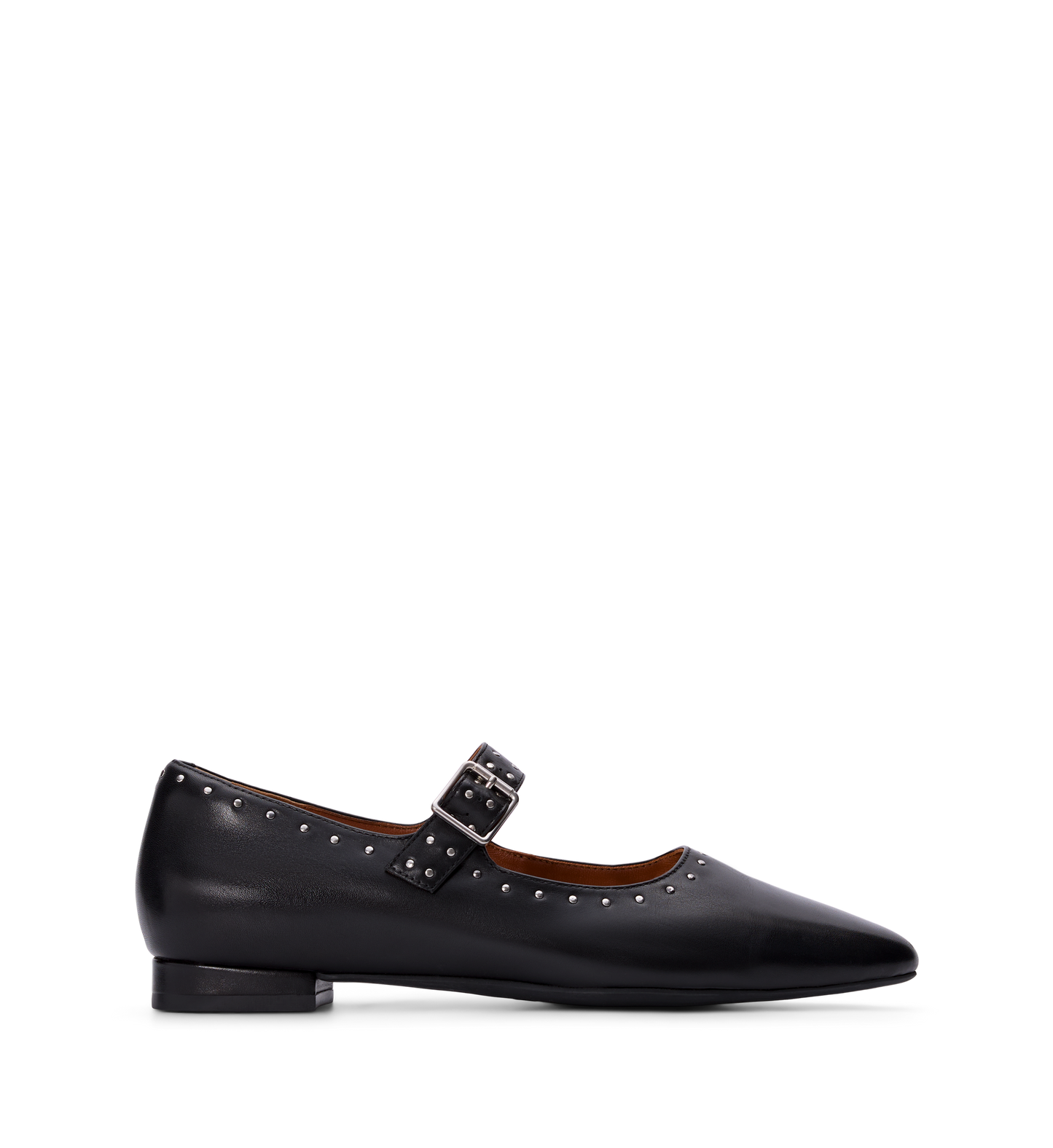 Tyto Black Leather & Hardware Ballet Flats