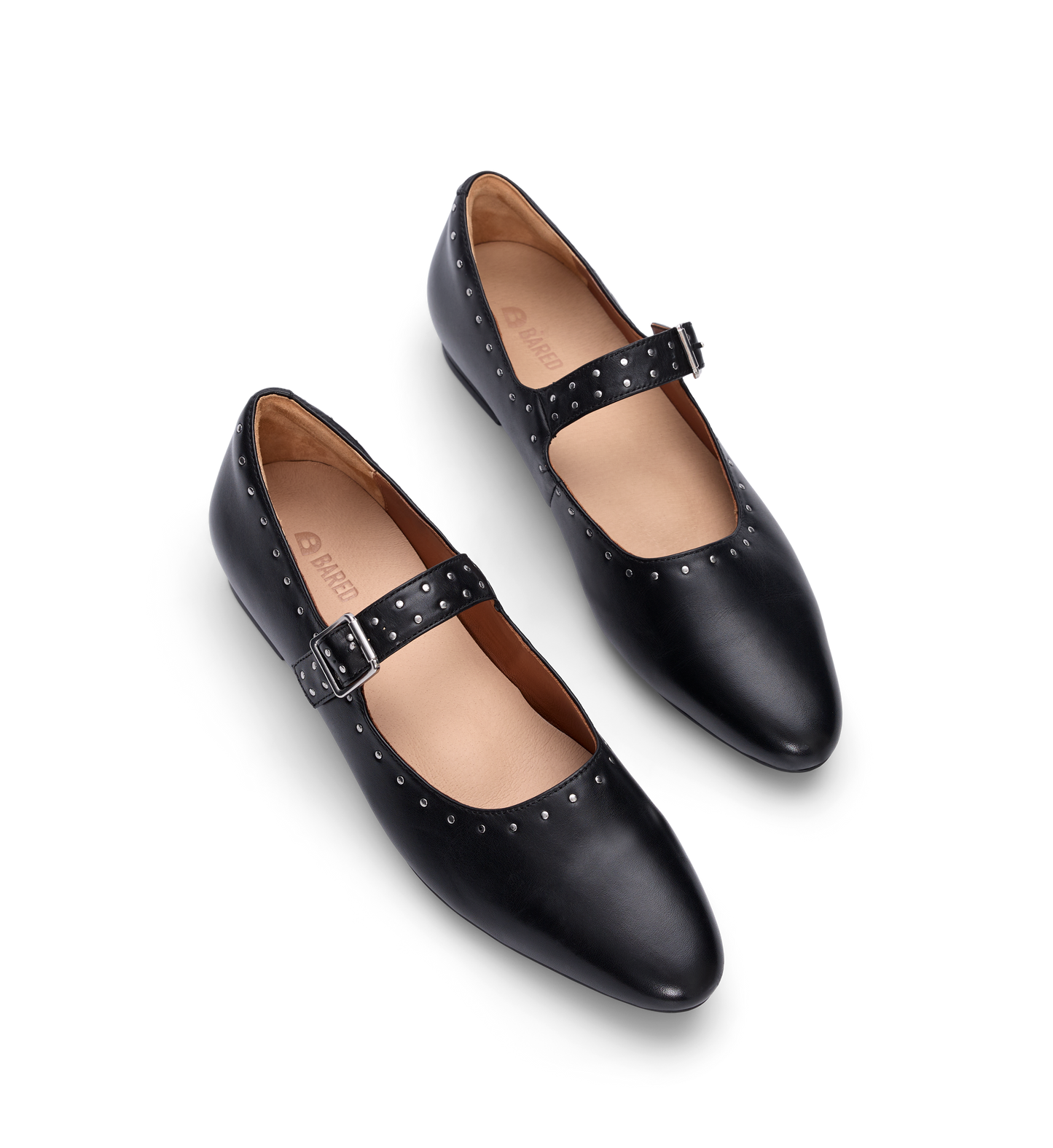 Tyto Black Leather & Hardware Ballet Flats