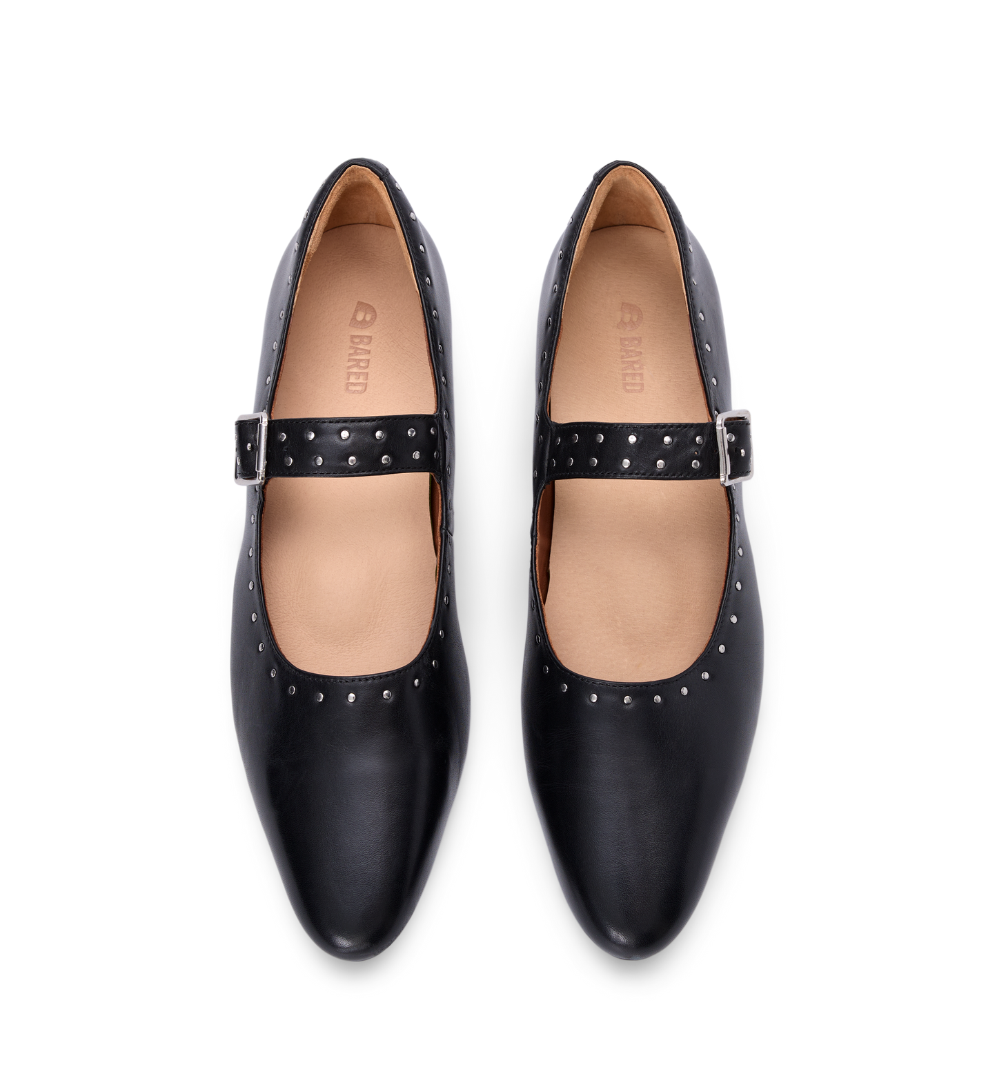 Tyto Black Leather & Hardware Ballet Flats