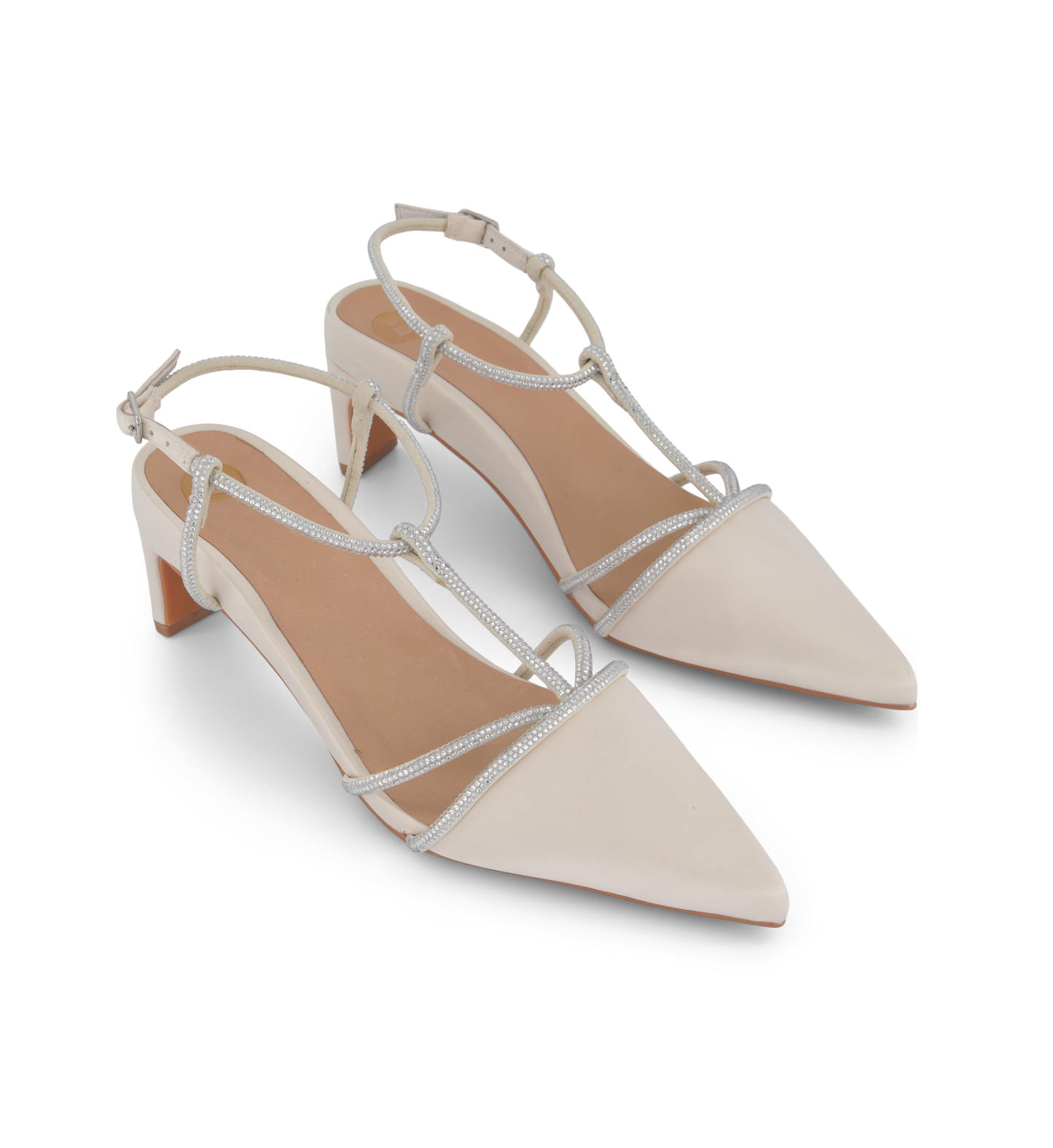 Veery Ivory Satin Low Heels