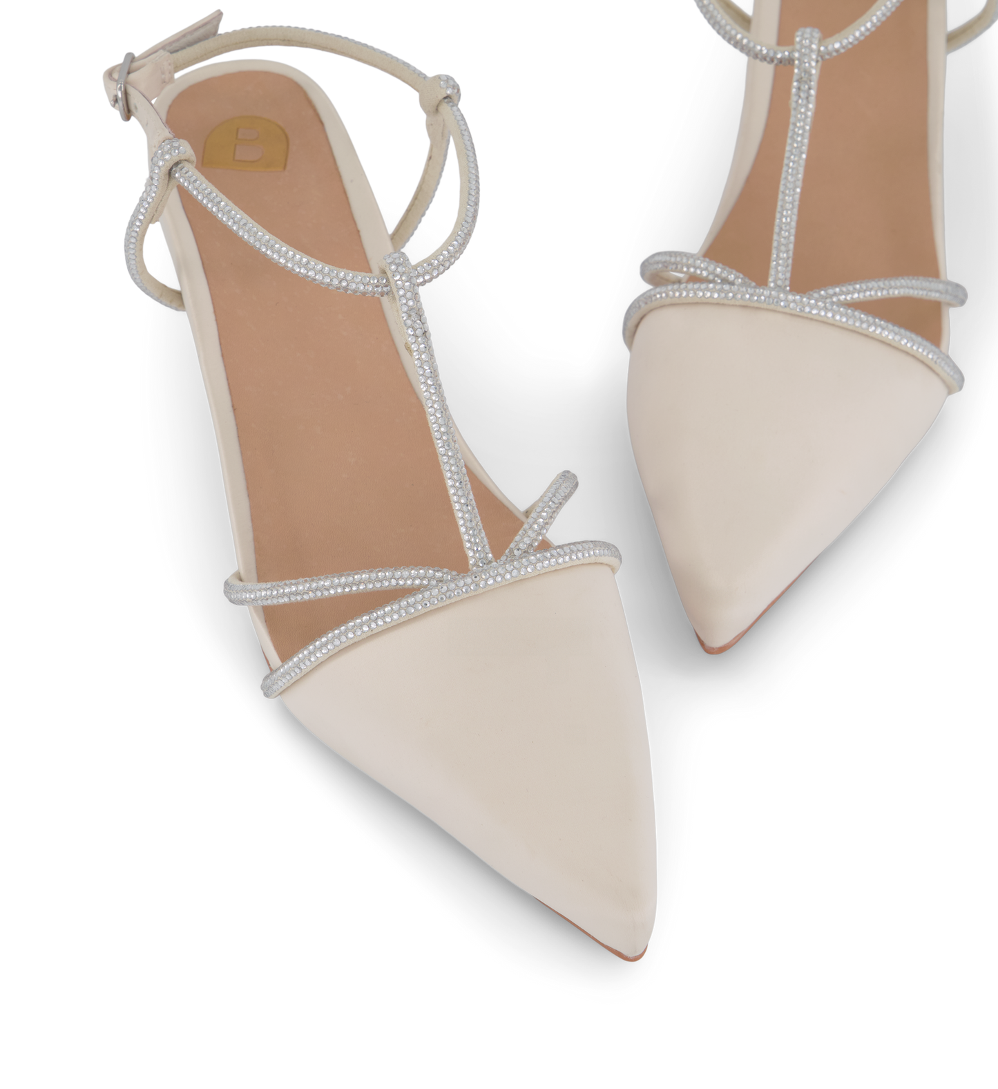 Veery Ivory Satin Low Heels