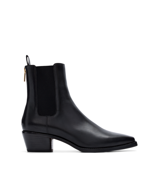 Vini Black Leather Heeled Boots