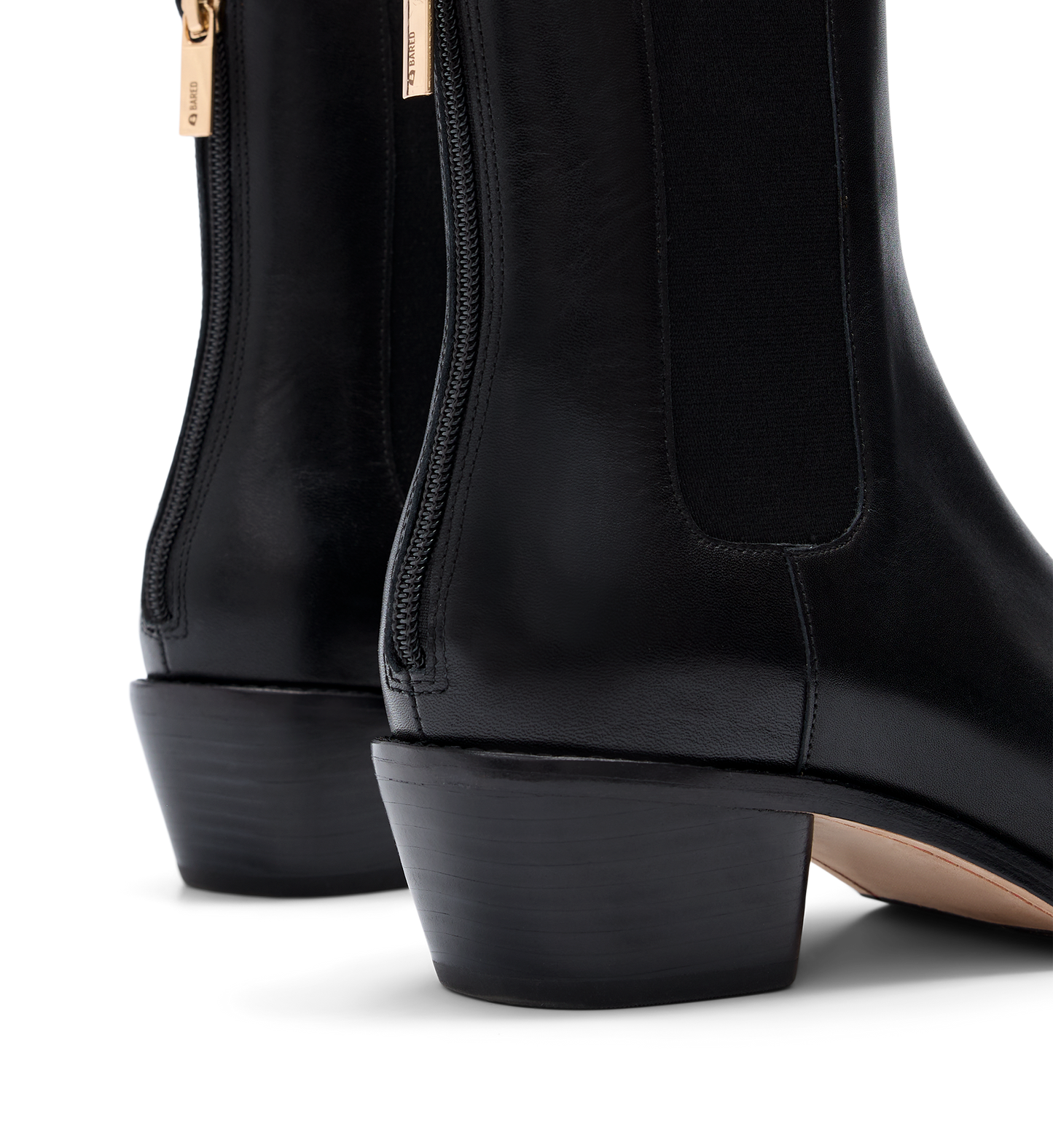 Vini Black Leather Heeled Boots