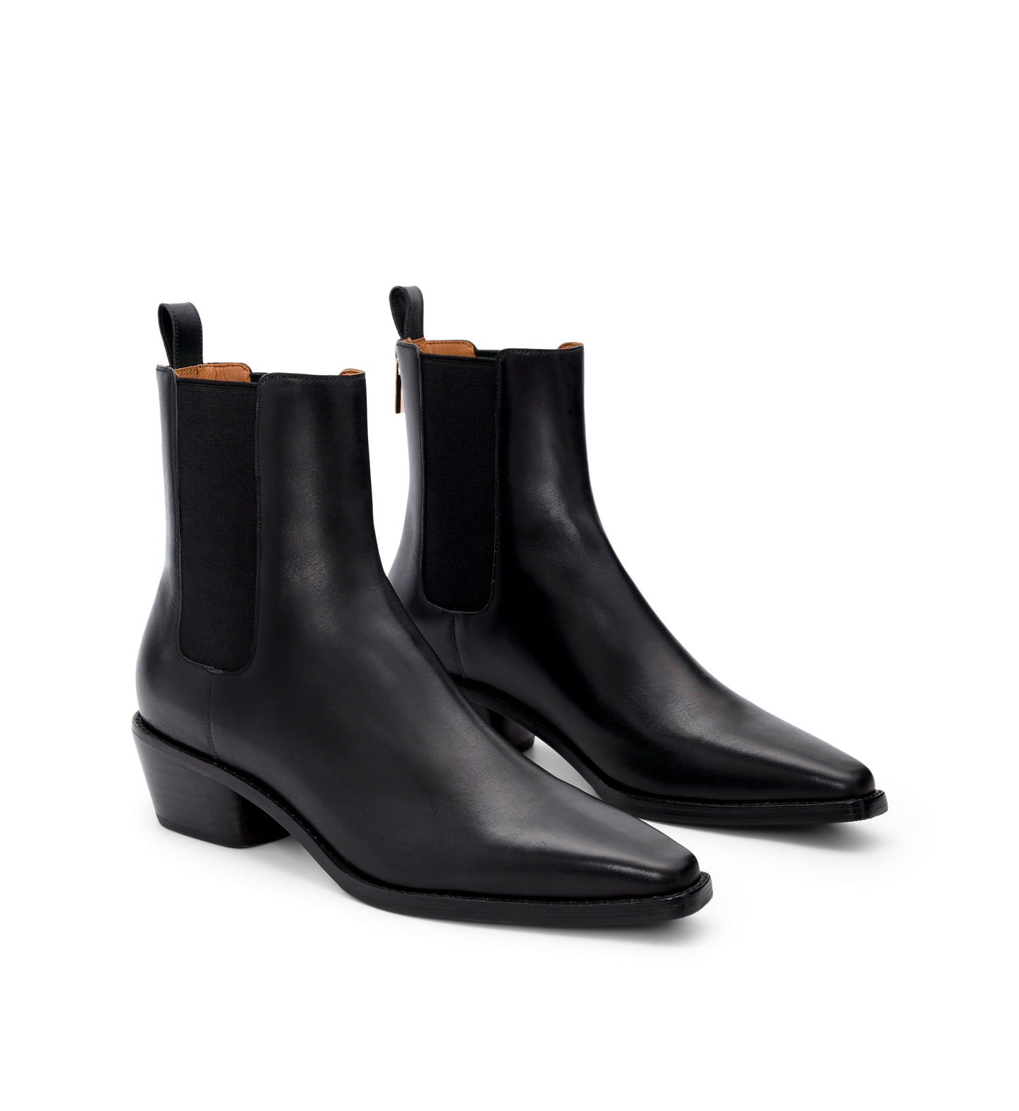 Vini Black Leather Heeled Boots