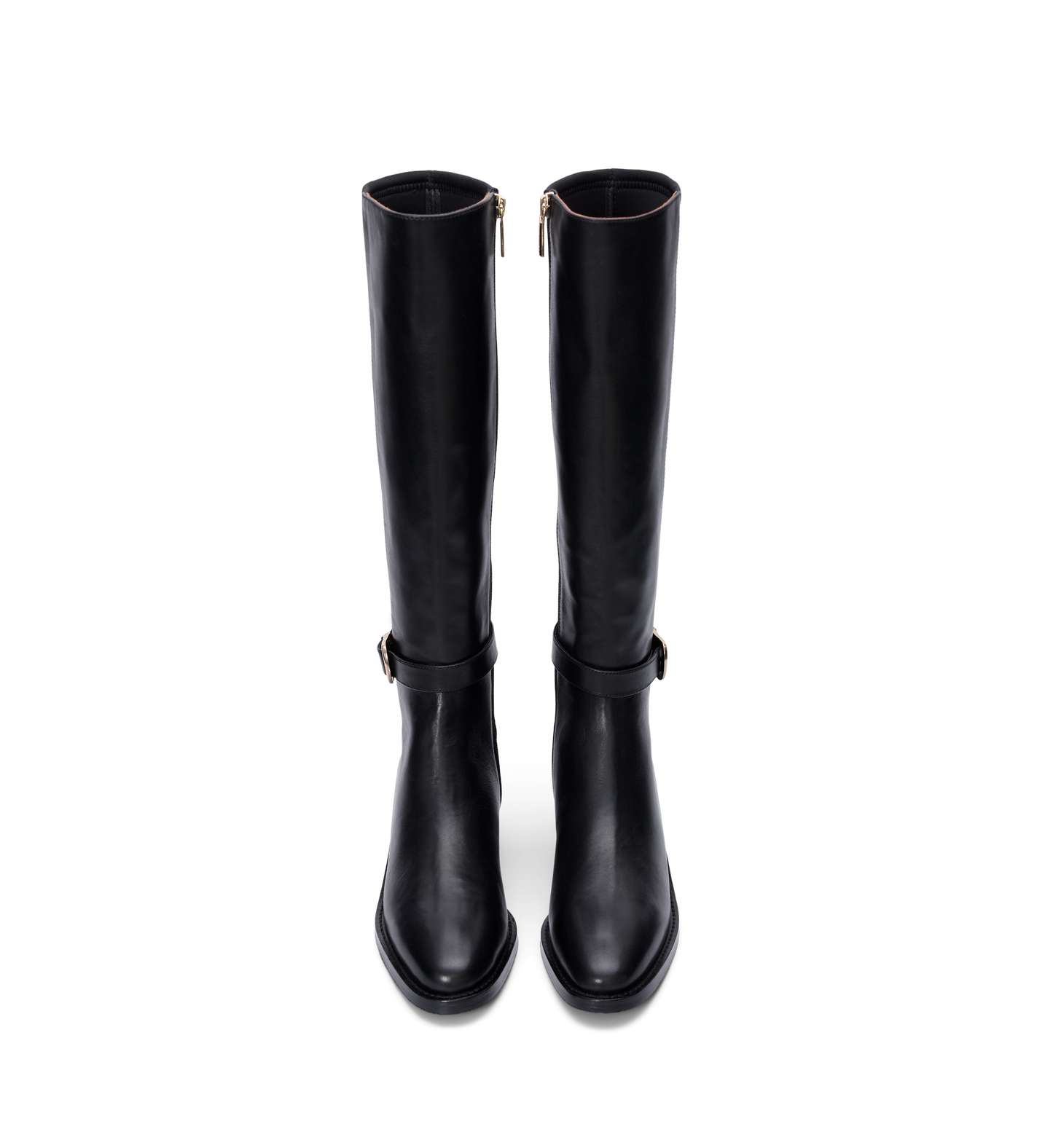 Vulture Black Leather & Neoprene Knee High Boots