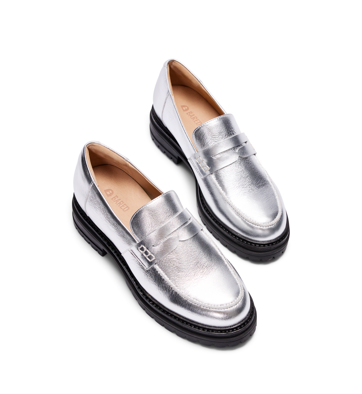 Wedgebill Silver Crinkle Leather Loafers