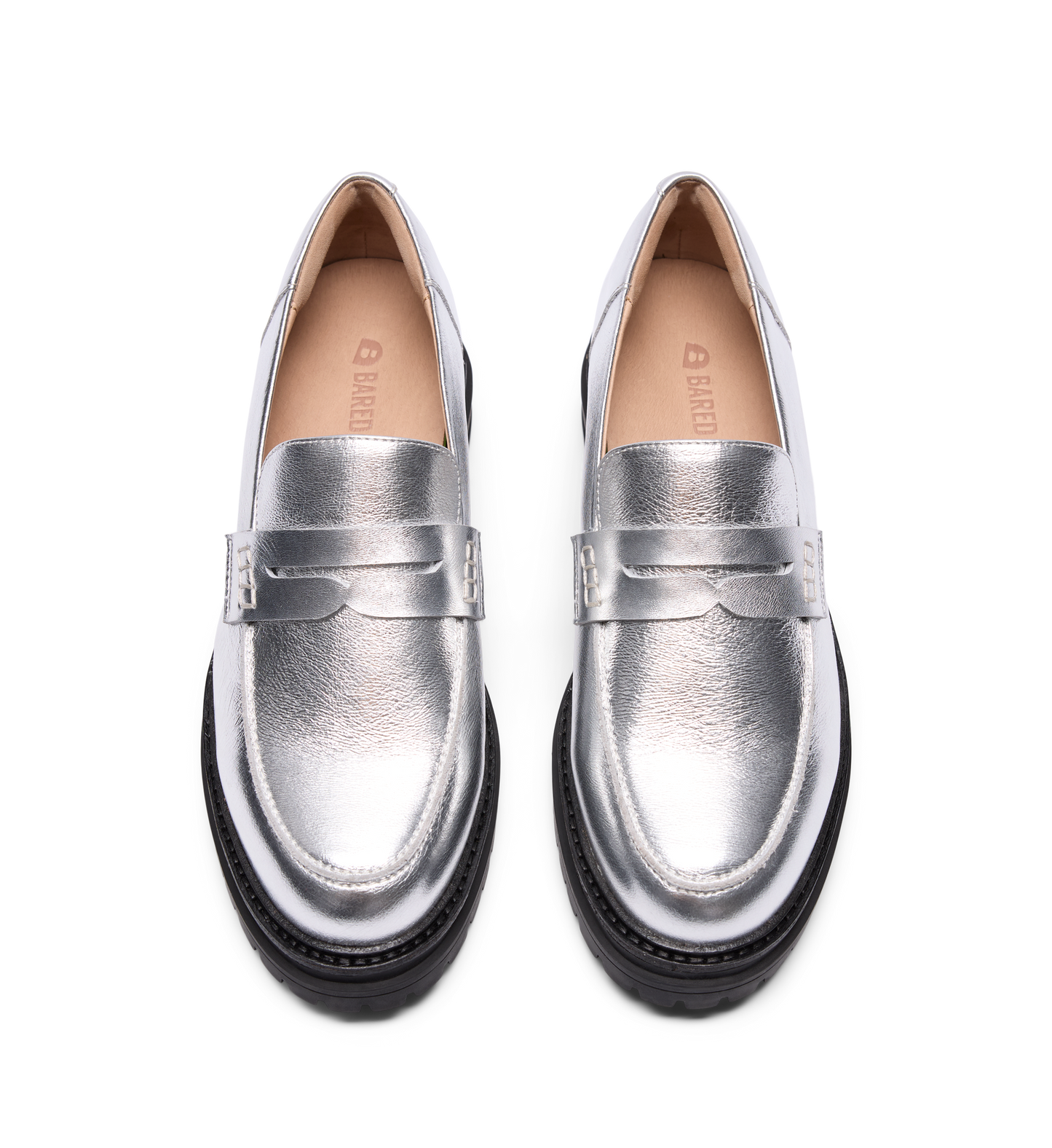 Wedgebill Silver Crinkle Leather Loafers
