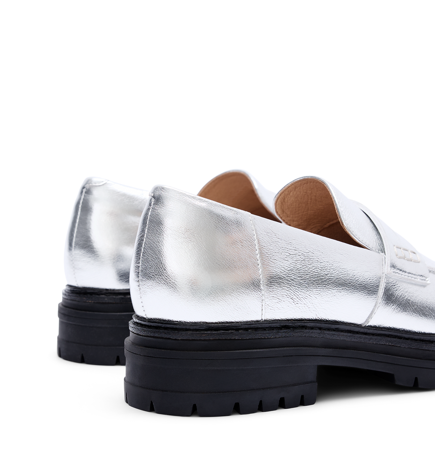 Wedgebill Silver Crinkle Leather Loafers