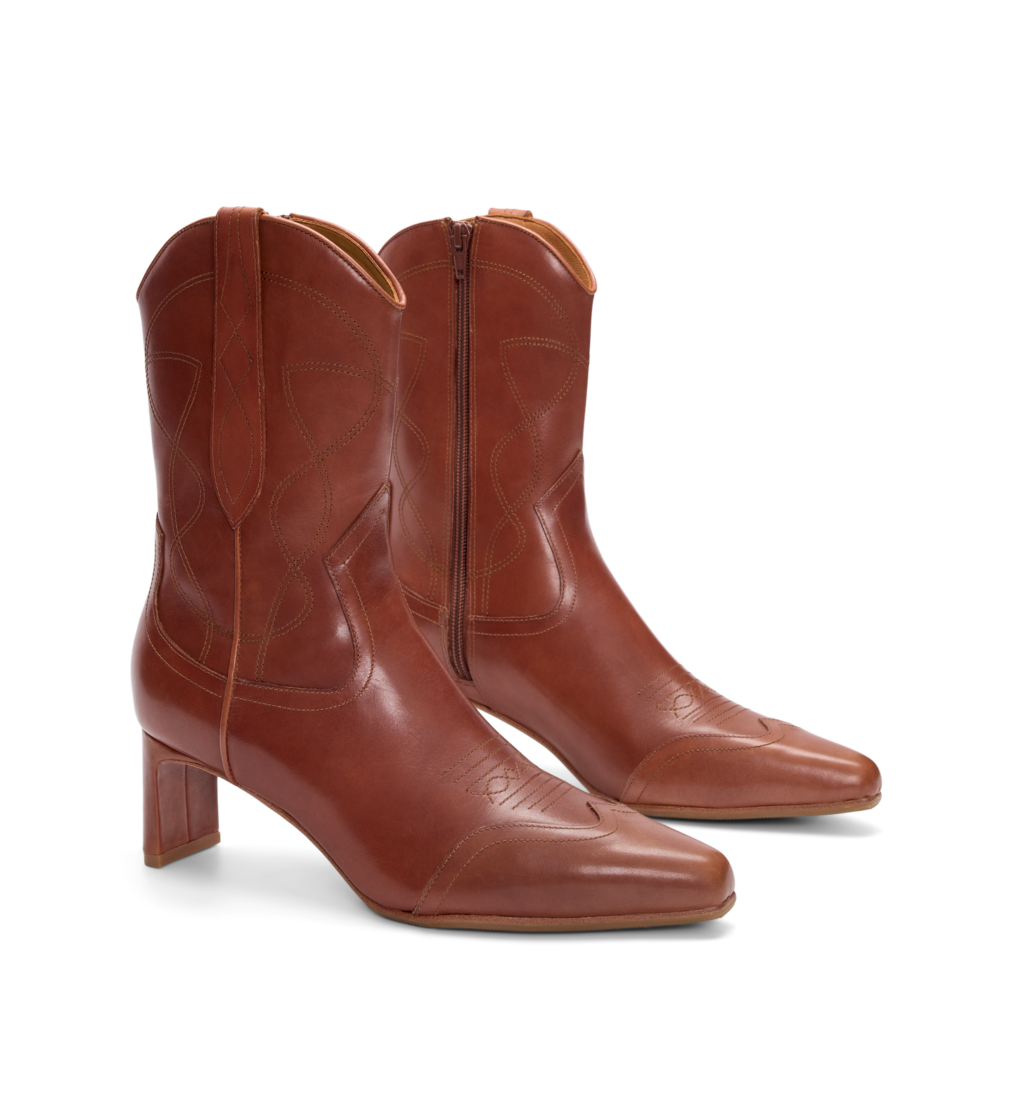 Willet Dark Tan Leather Heeled Boots