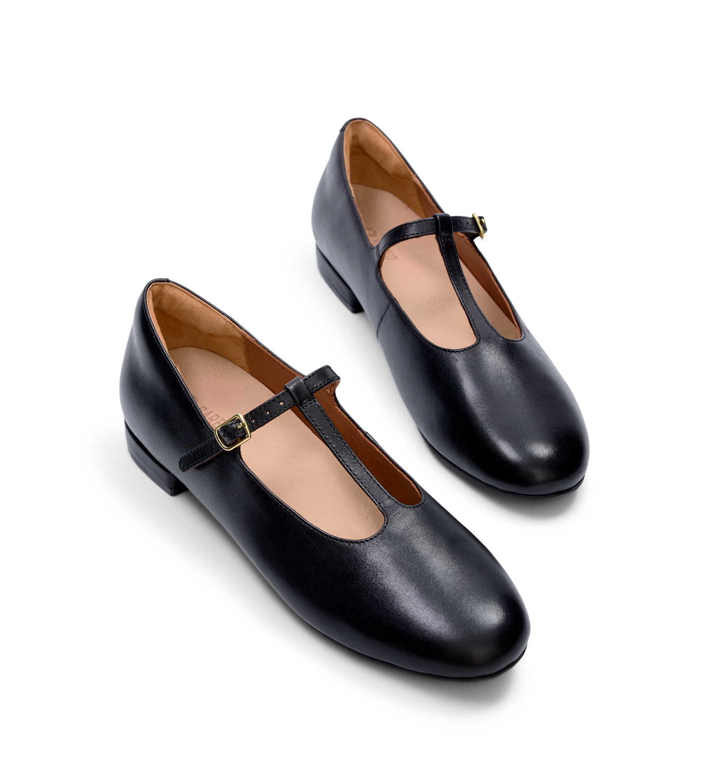 Woodhen Black Leather Ballet Flats