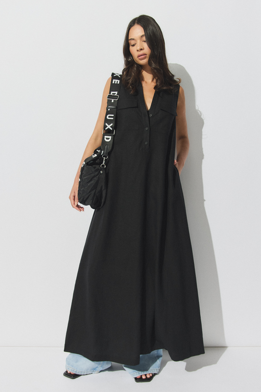 D-Luxe Linen Blend Maxi Dress