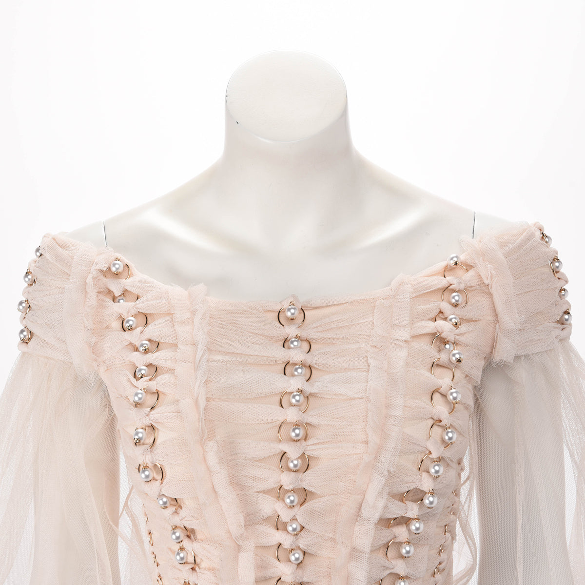 Tulle Rhythmic Chain Pearl Top